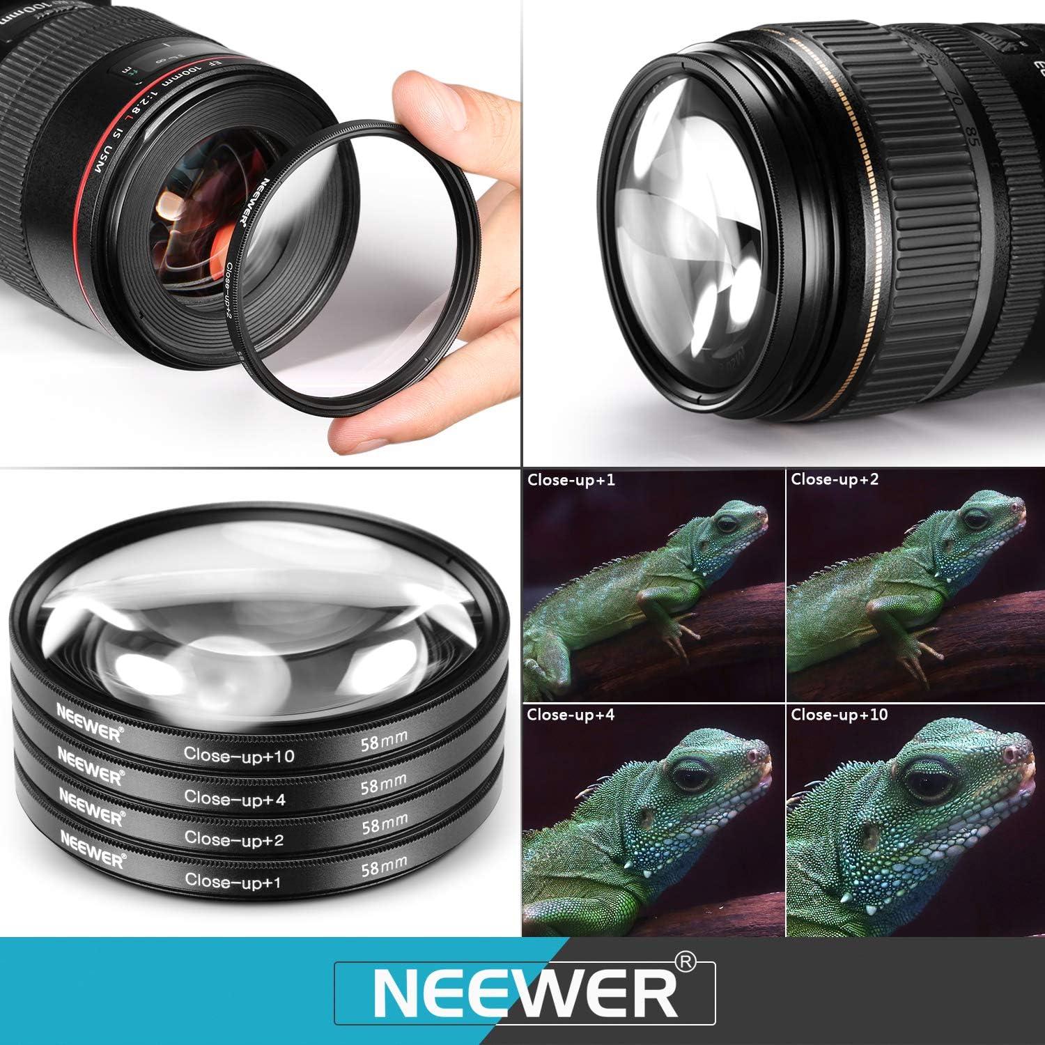 Kit de Filtros de 58mm Neewer: ND, CPL, UV, Macro y Accesorios
