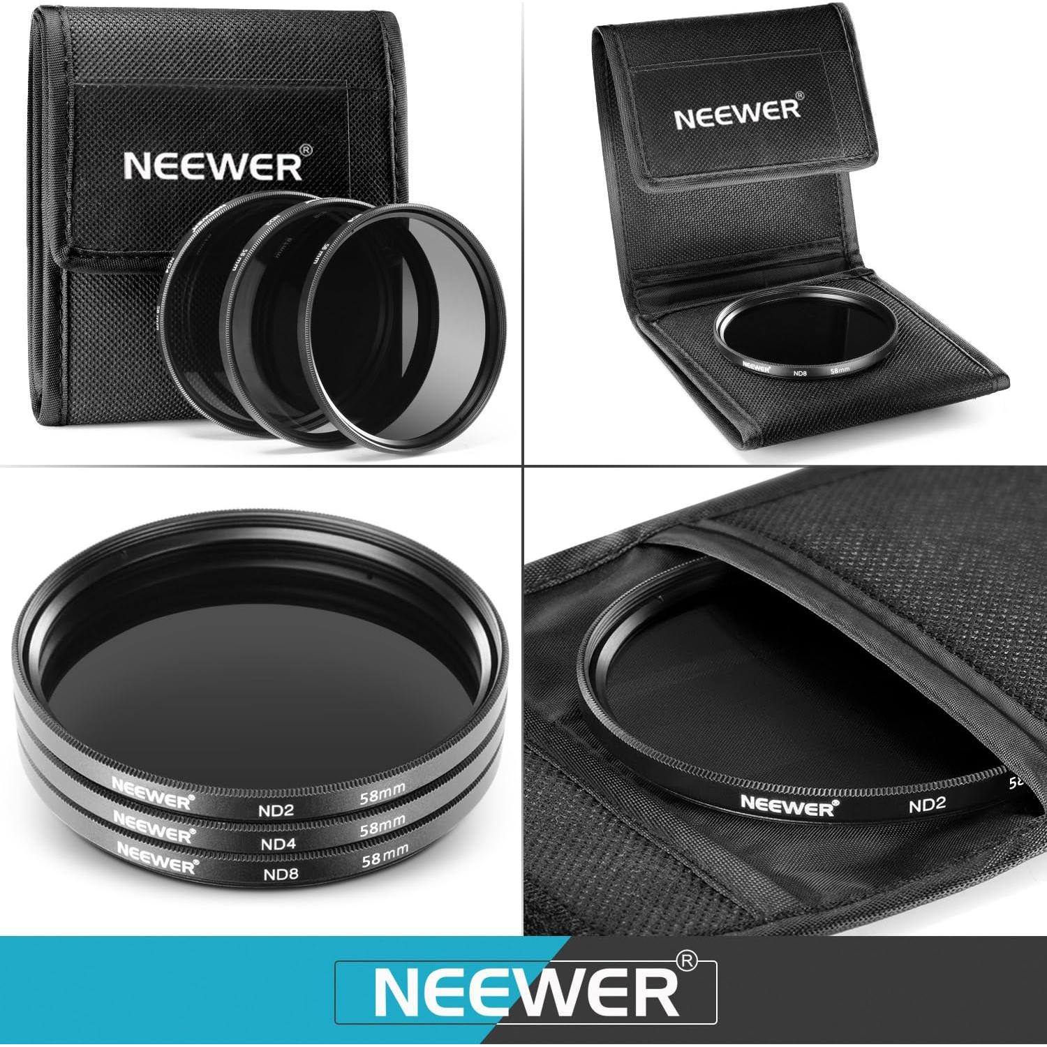 Kit de Filtros de 58mm Neewer: ND, CPL, UV, Macro y Accesorios