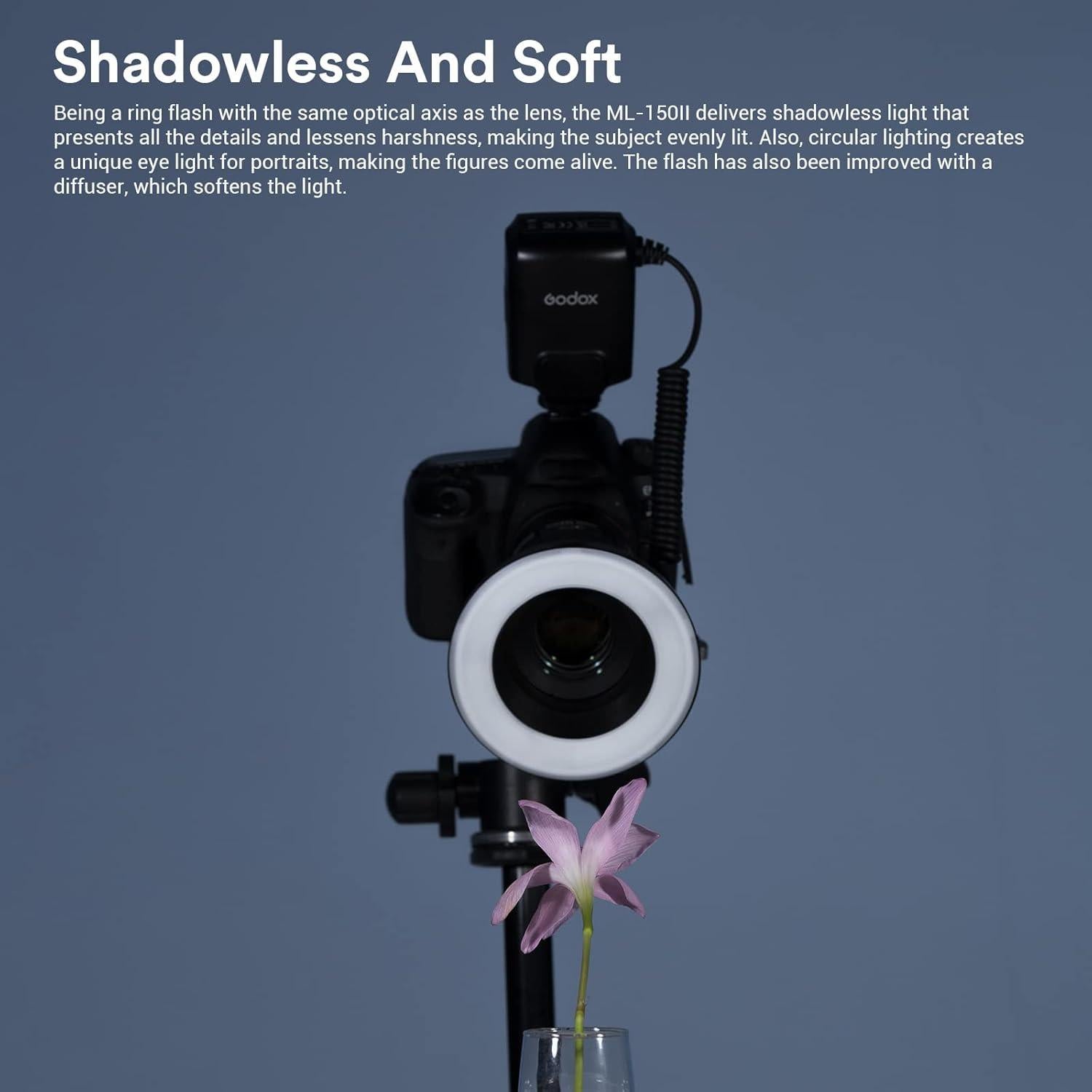 Flash Anular Macro Godox ML150II GN12 Luz 5800K-200K