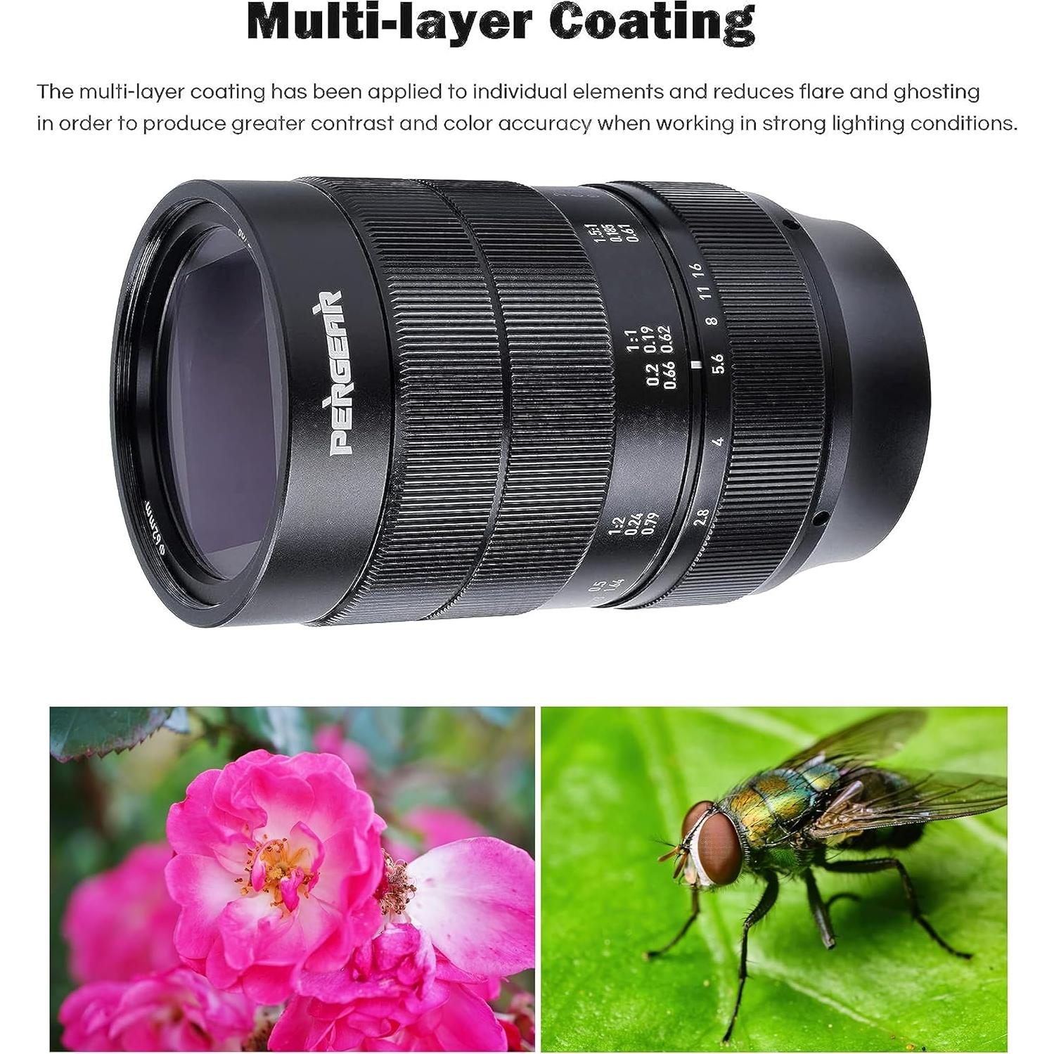 Lente Macro PERGEAR 60mm F2.8 II 2X para Sony E-Mount