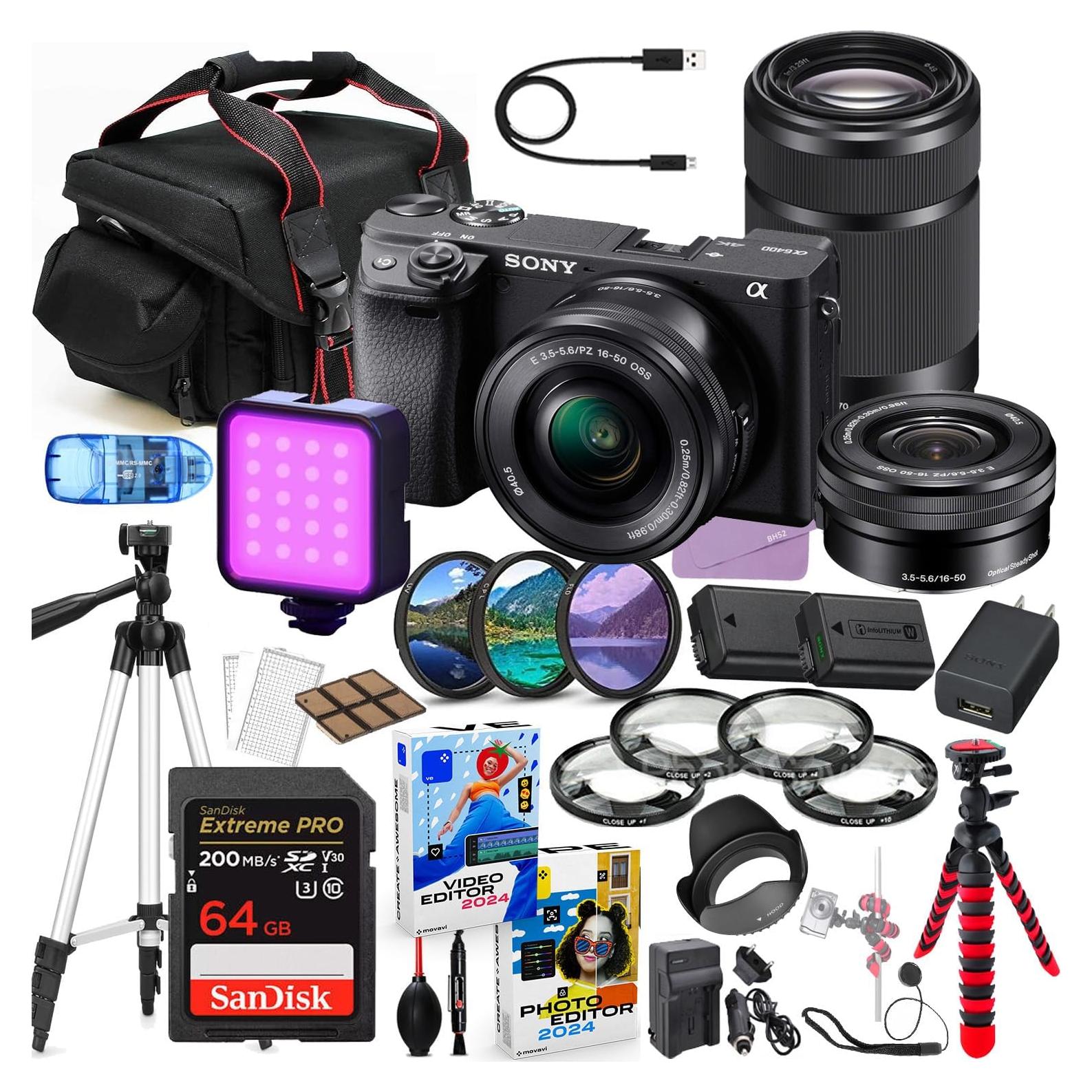 Cámara Sin Espejo Sony a6400 con Lentes 16-50mm y 55-210mm