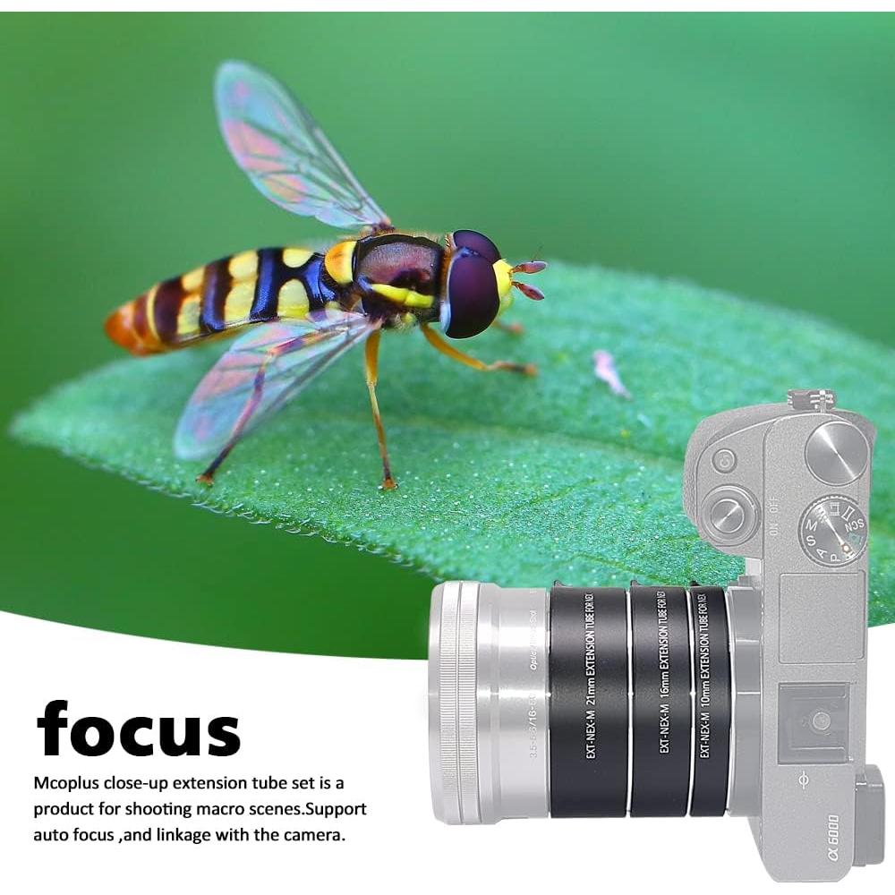 Juego de tubos de extensión macro Venidice 10mm 16mm 21mm para cámaras Sony