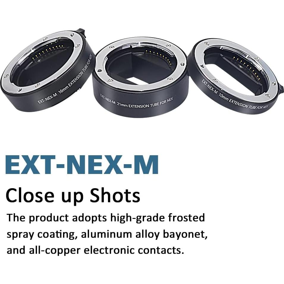 Juego de tubos de extensión macro Venidice 10mm 16mm 21mm para cámaras Sony
