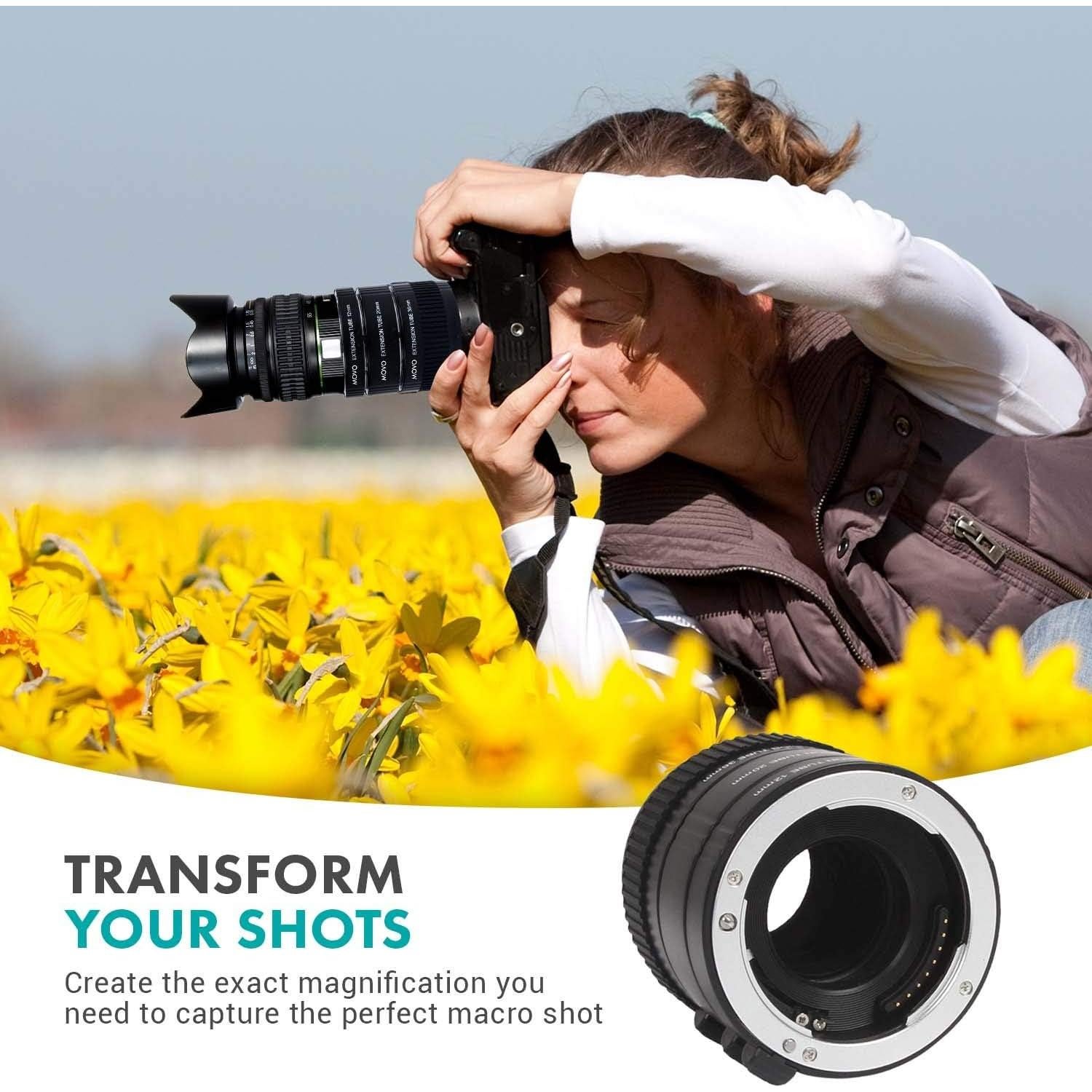 Conjunto de Tubos de Extensión Macro AF Movo para DSLR Sony