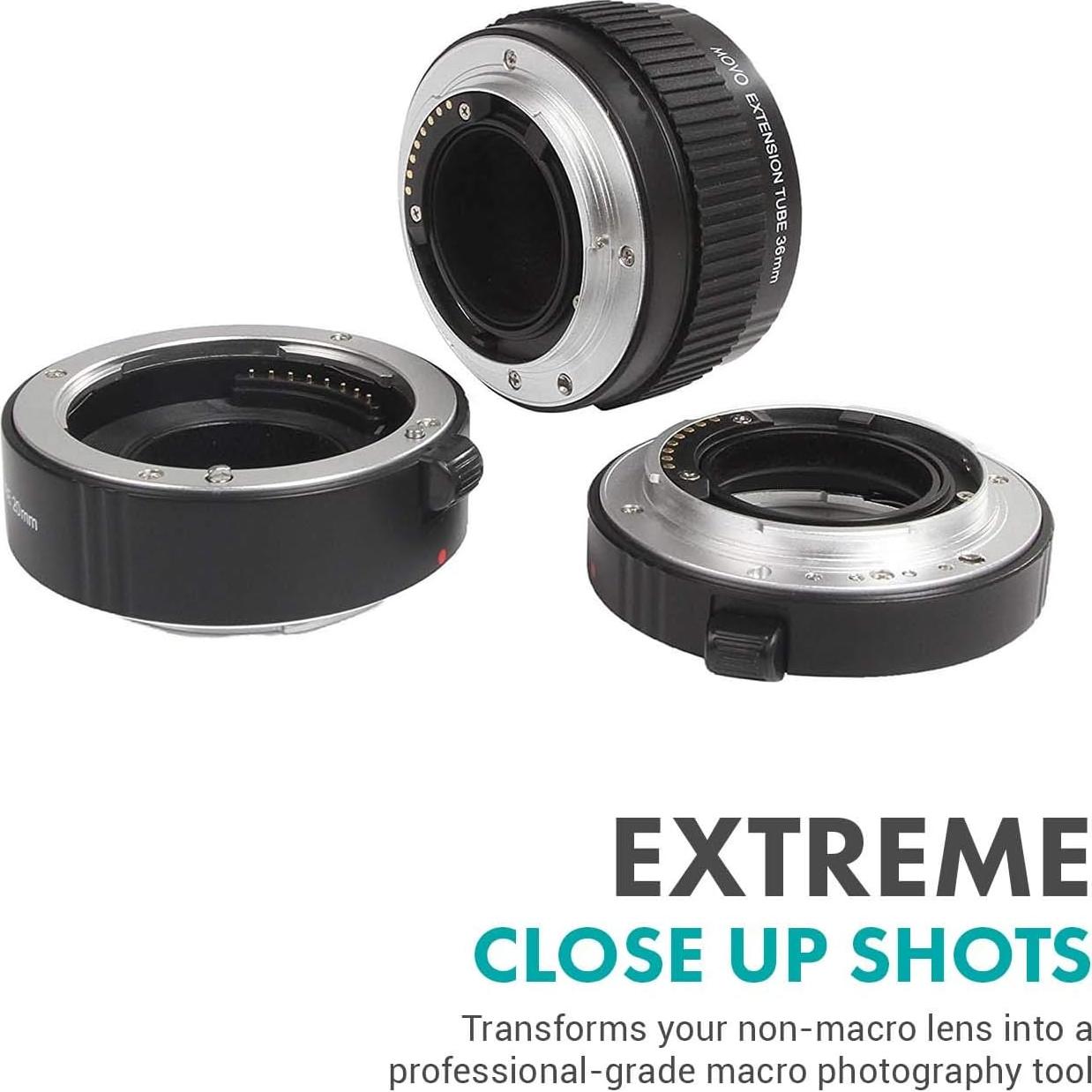 Conjunto de Tubos de Extensión Macro AF Movo para DSLR Sony