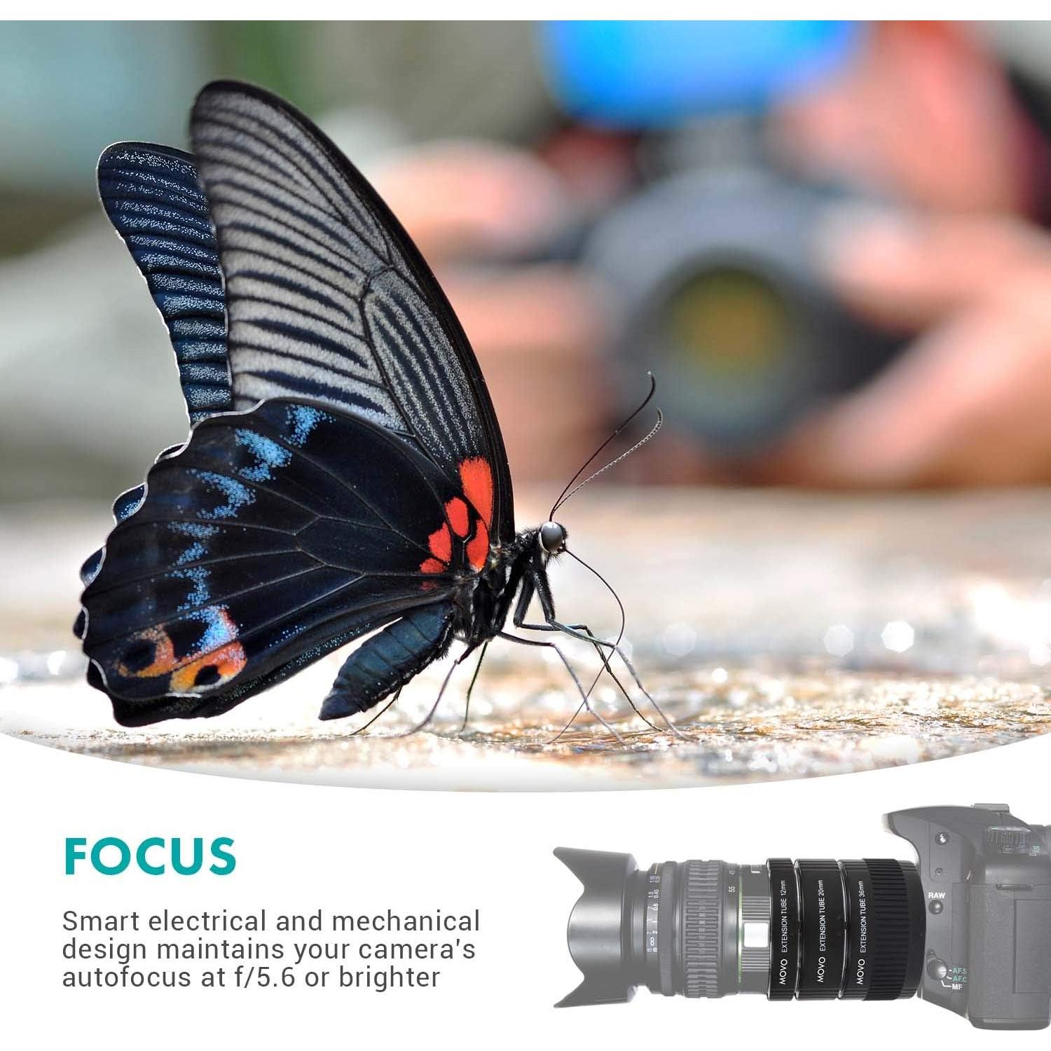 Conjunto de Tubos de Extensión Macro AF Movo para DSLR Sony