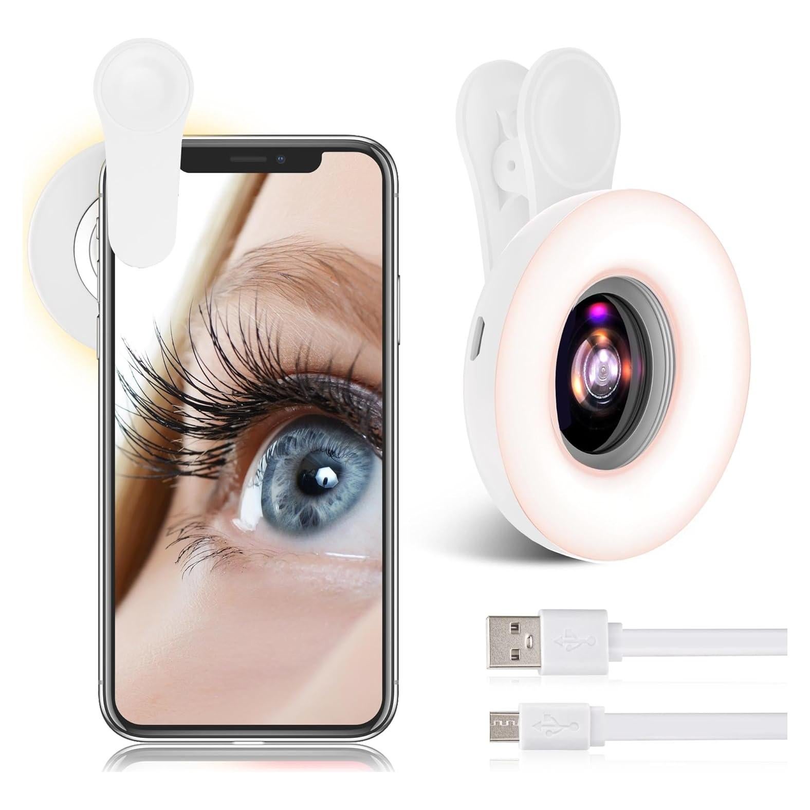 Lente Macro 15X YZOuOZY con Luz LED Anular para Smartphone