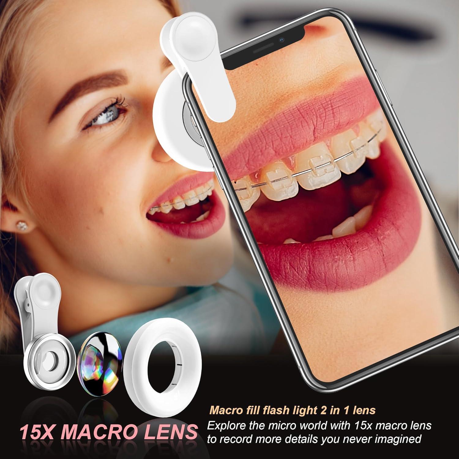 Lente Macro 15X YZOuOZY con Luz LED Anular para Smartphone