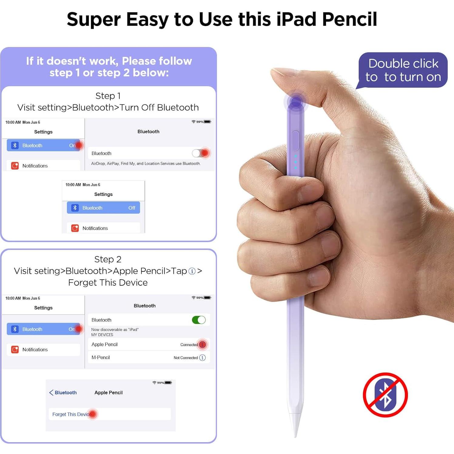 Stylus Pen DEGEE para iPad 2018-2024, Carga Rápida 15 min