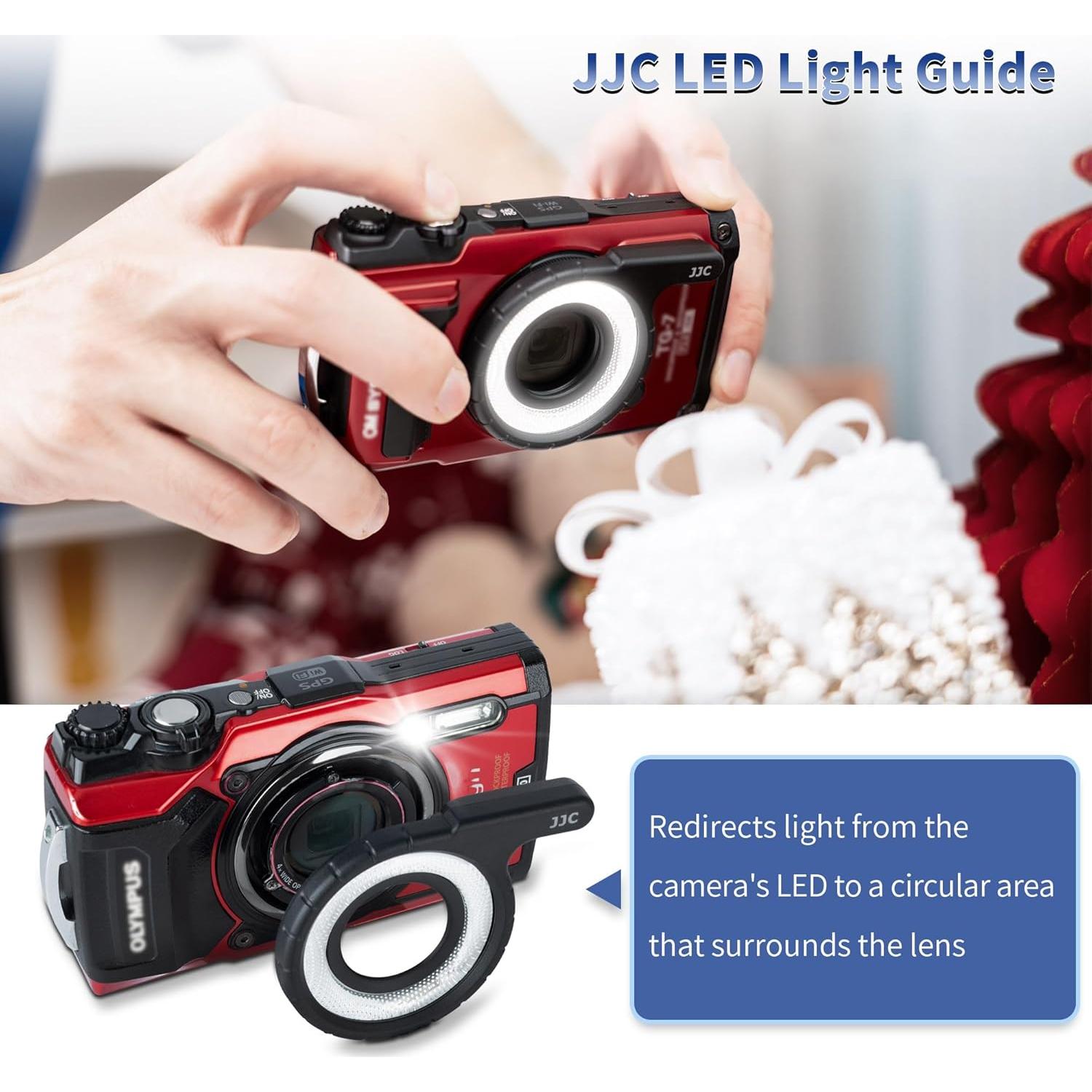 Anillo de guía de luz LED JJC para cámaras Olympus Tough TG-7