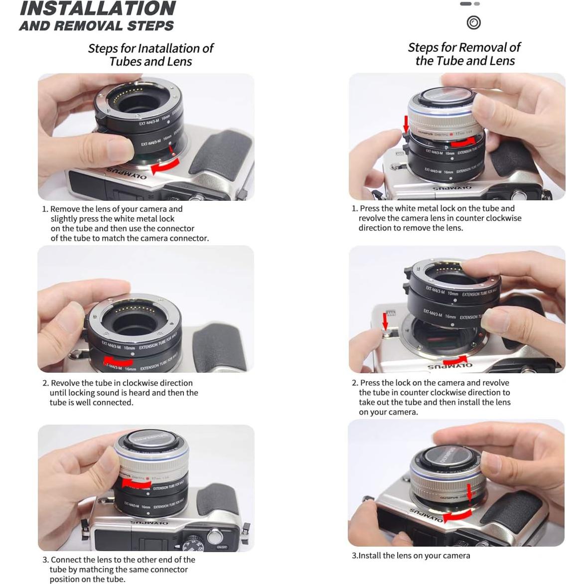 Tubo de Extensión Automático Mcoplus EXT-M4/3-M 10mm 16mm para Cámara Micro 4/3