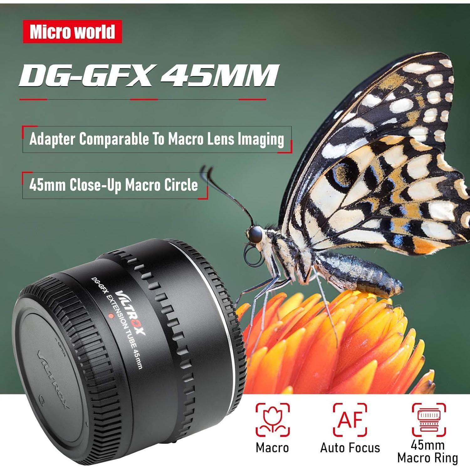 Adaptador de Tubo de Extensión Macro VILTROX DG-GFX 45mm para Fujifilm