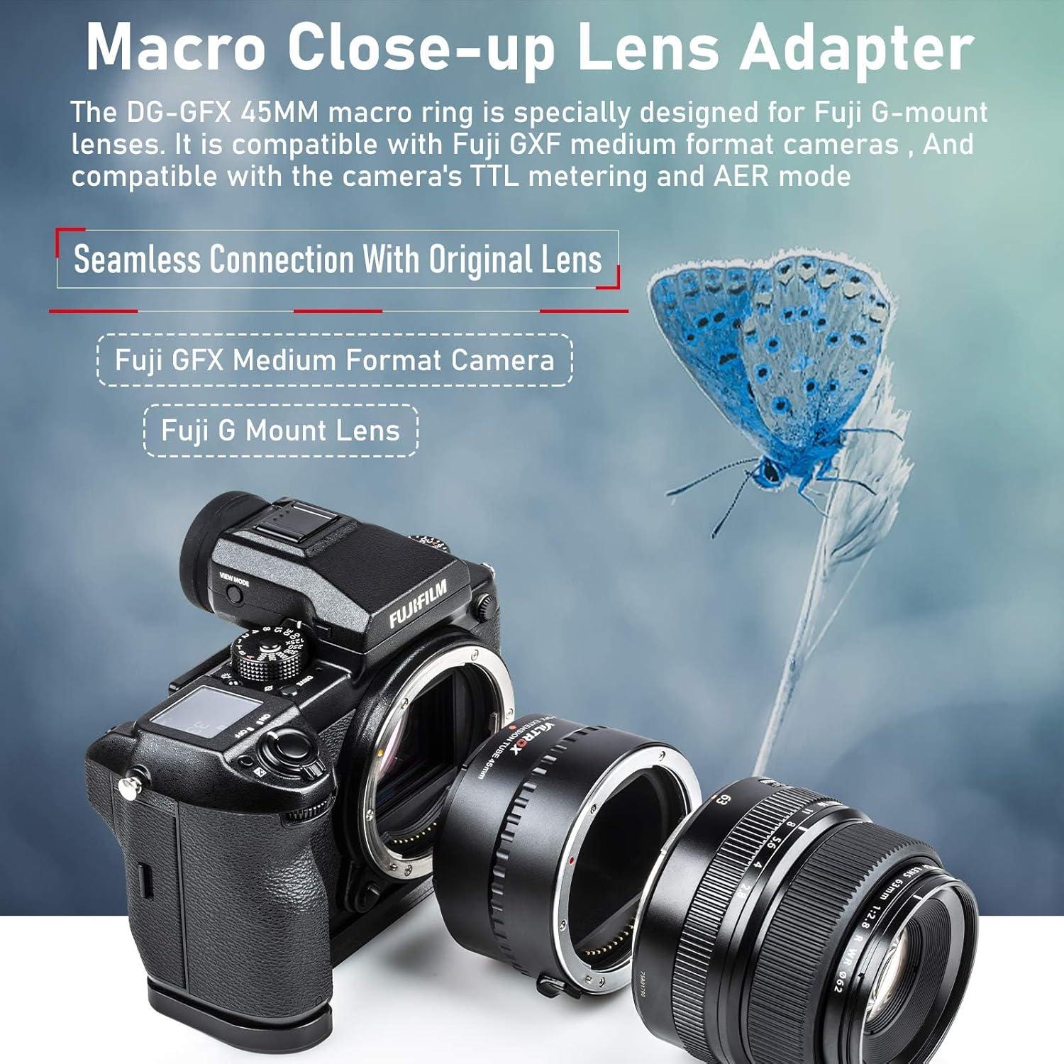 Adaptador de Tubo de Extensión Macro VILTROX DG-GFX 45mm para Fujifilm