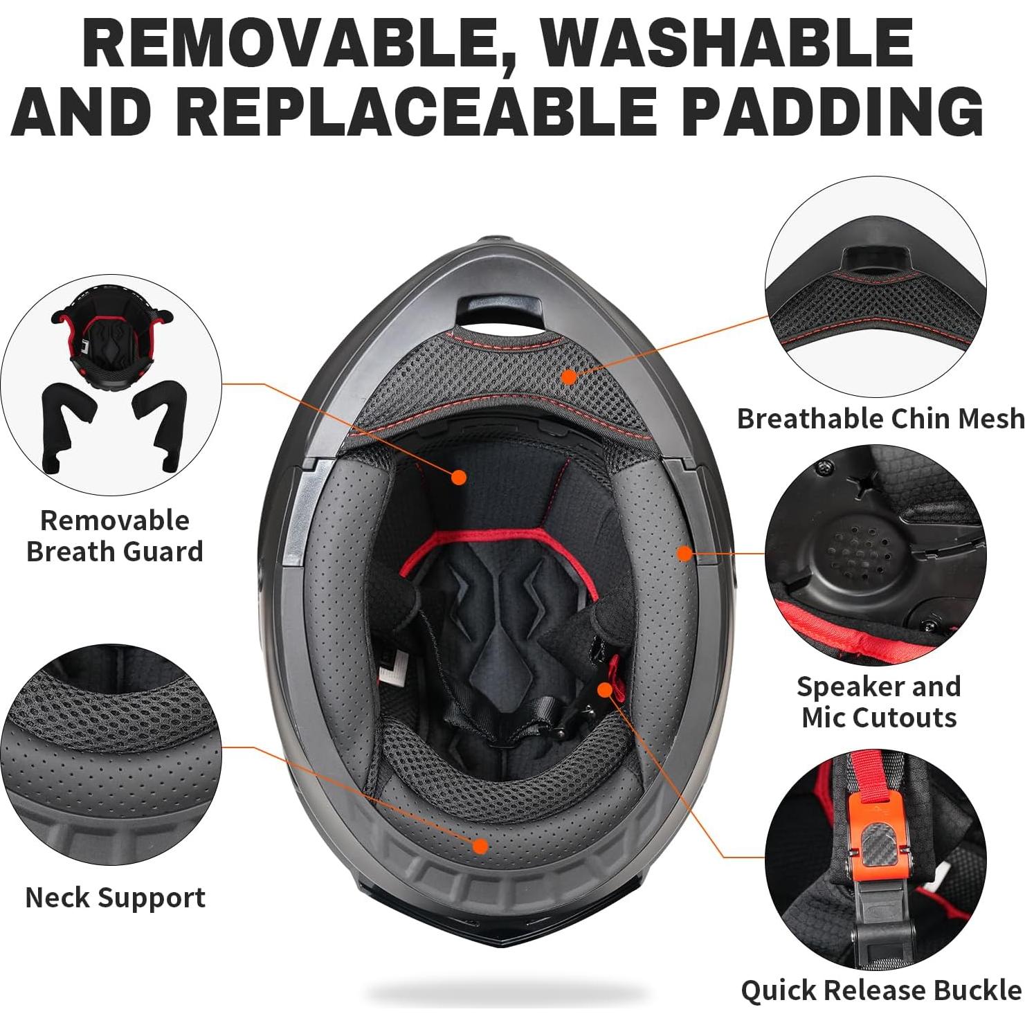 Casco Modular JQF Gear FF808 Doble Visor Carbono M