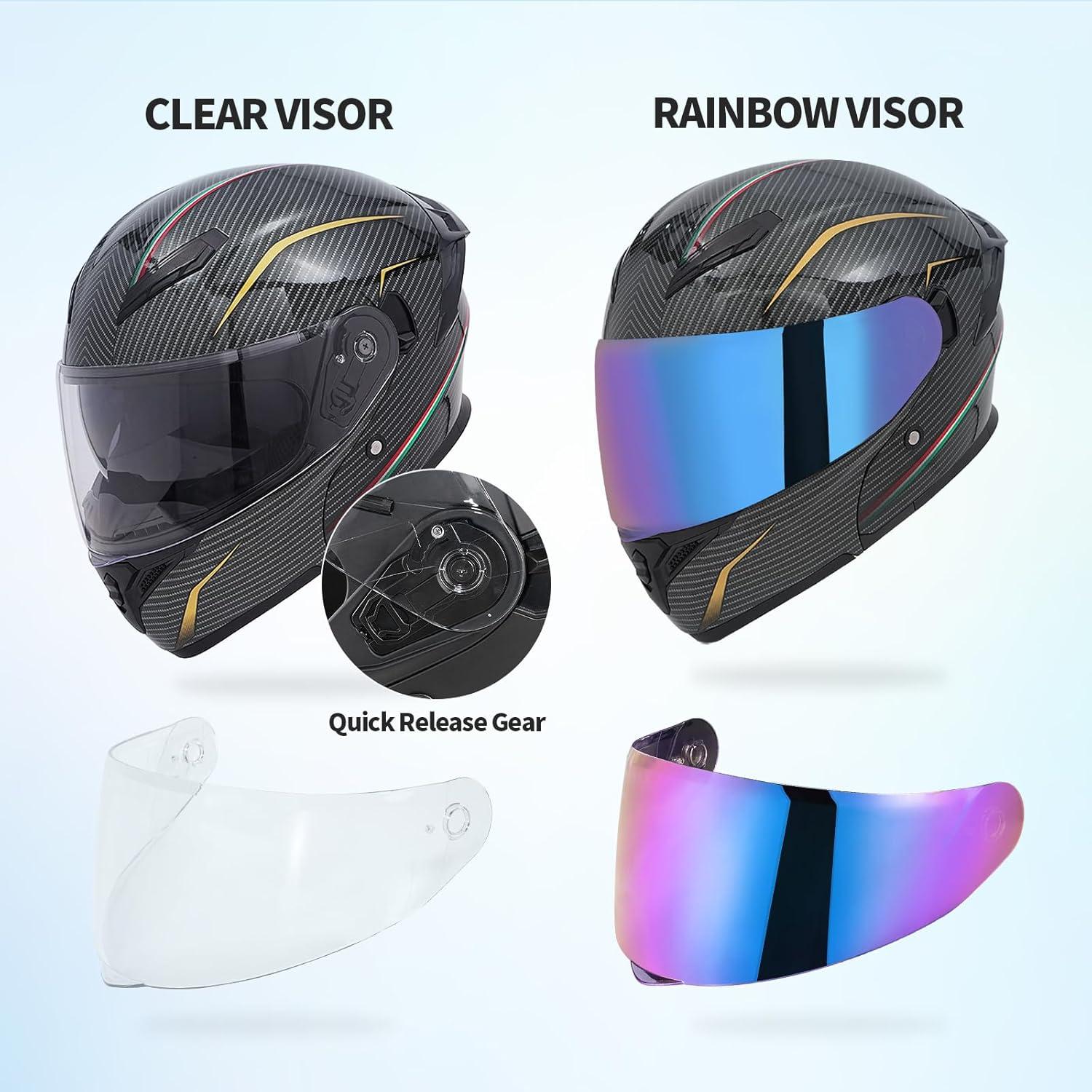Casco Modular JQF Gear FF808 Doble Visor Carbono M