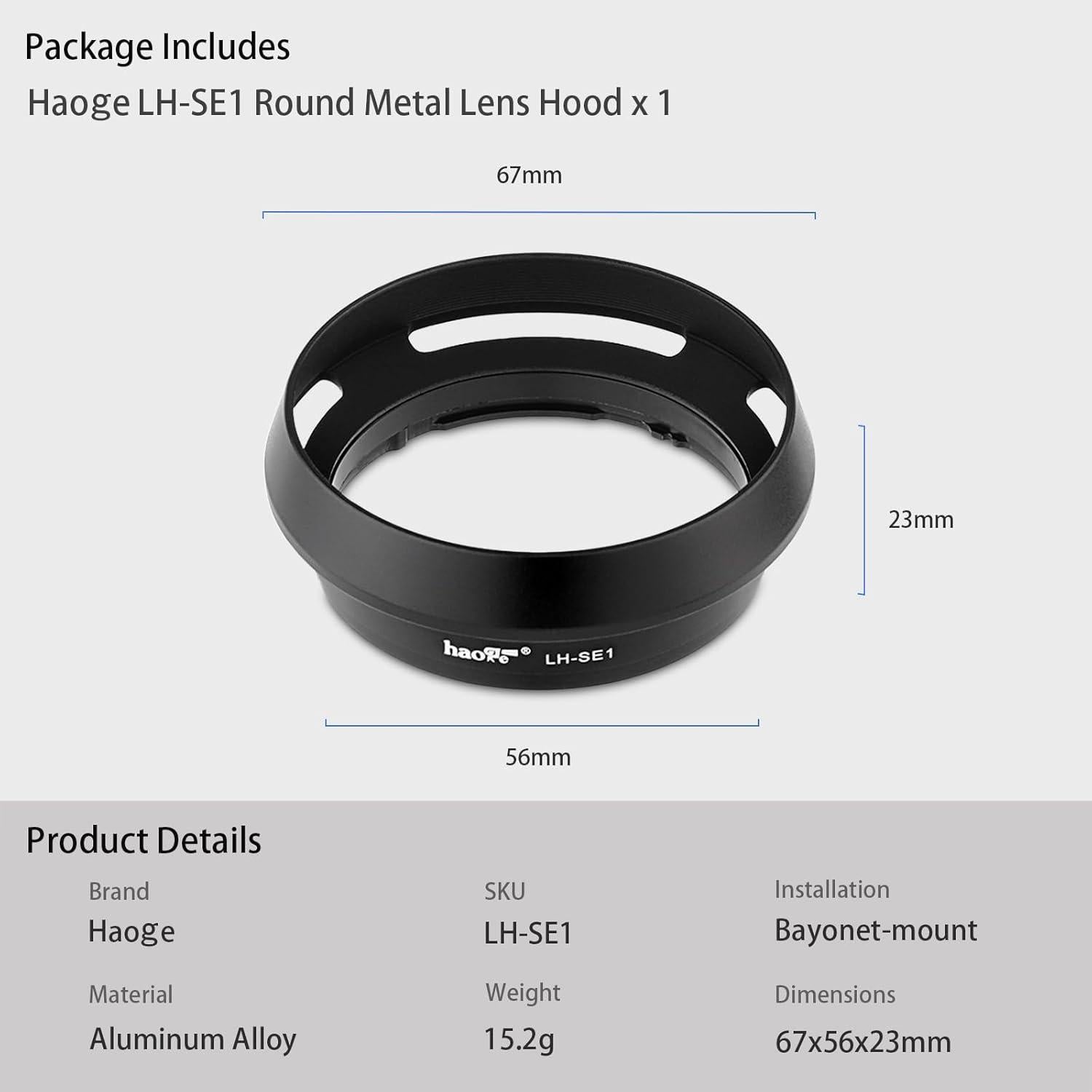 Capucha de Lente Haoge LH-SE1 para Sony RX1/RX1R/RX1R II