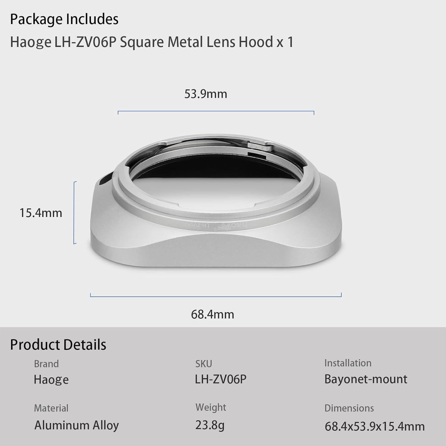 Capucha de Lente Metálica Haoge LH-ZV06P para Carl Zeiss ZM
