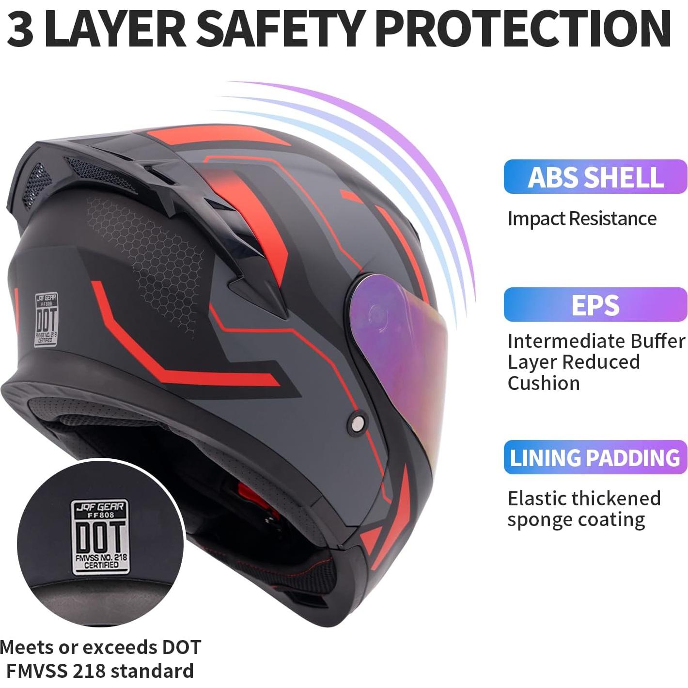 Casco Modular JQF Gear FF808 Doble Visor Rojo XXL