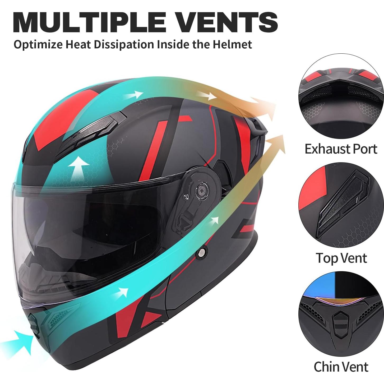 Casco Modular JQF Gear FF808 Doble Visor Rojo XXL