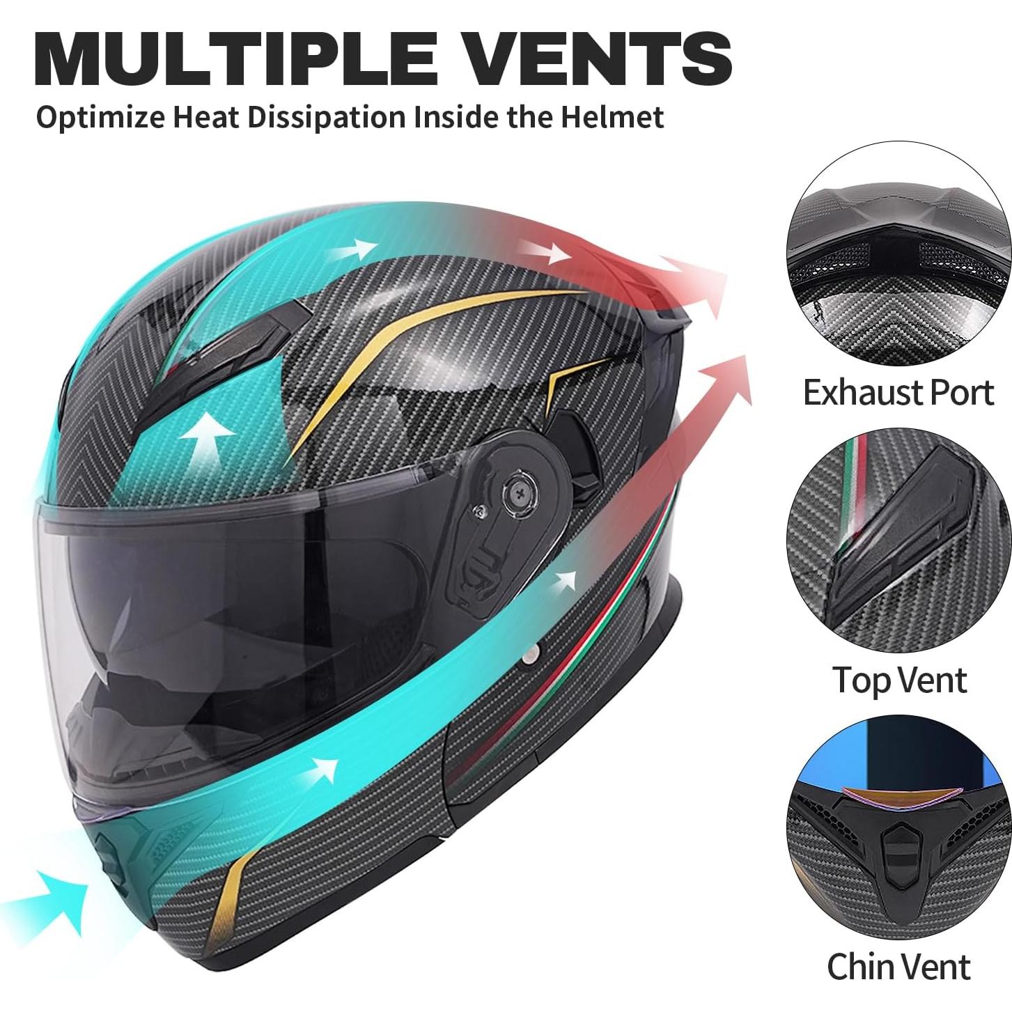 Casco Modular JQF Gear FF808 Doble Visor XL Fibra Carbono