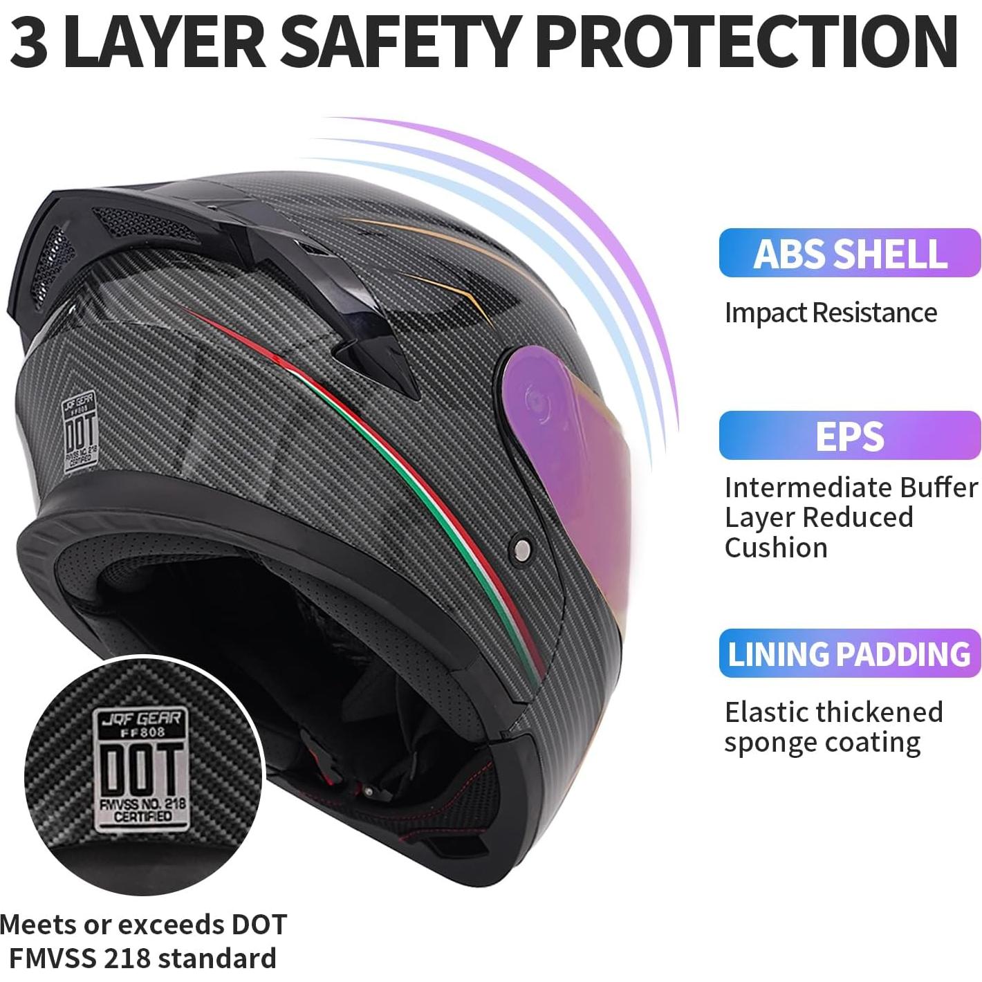 Casco Modular JQF Gear FF808 Doble Visor XL Fibra Carbono