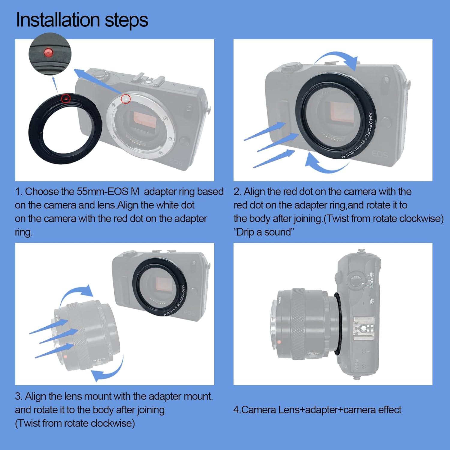 Anillo Inverso de Lente Macro SHEYOU 55mm para Cámaras EF-M