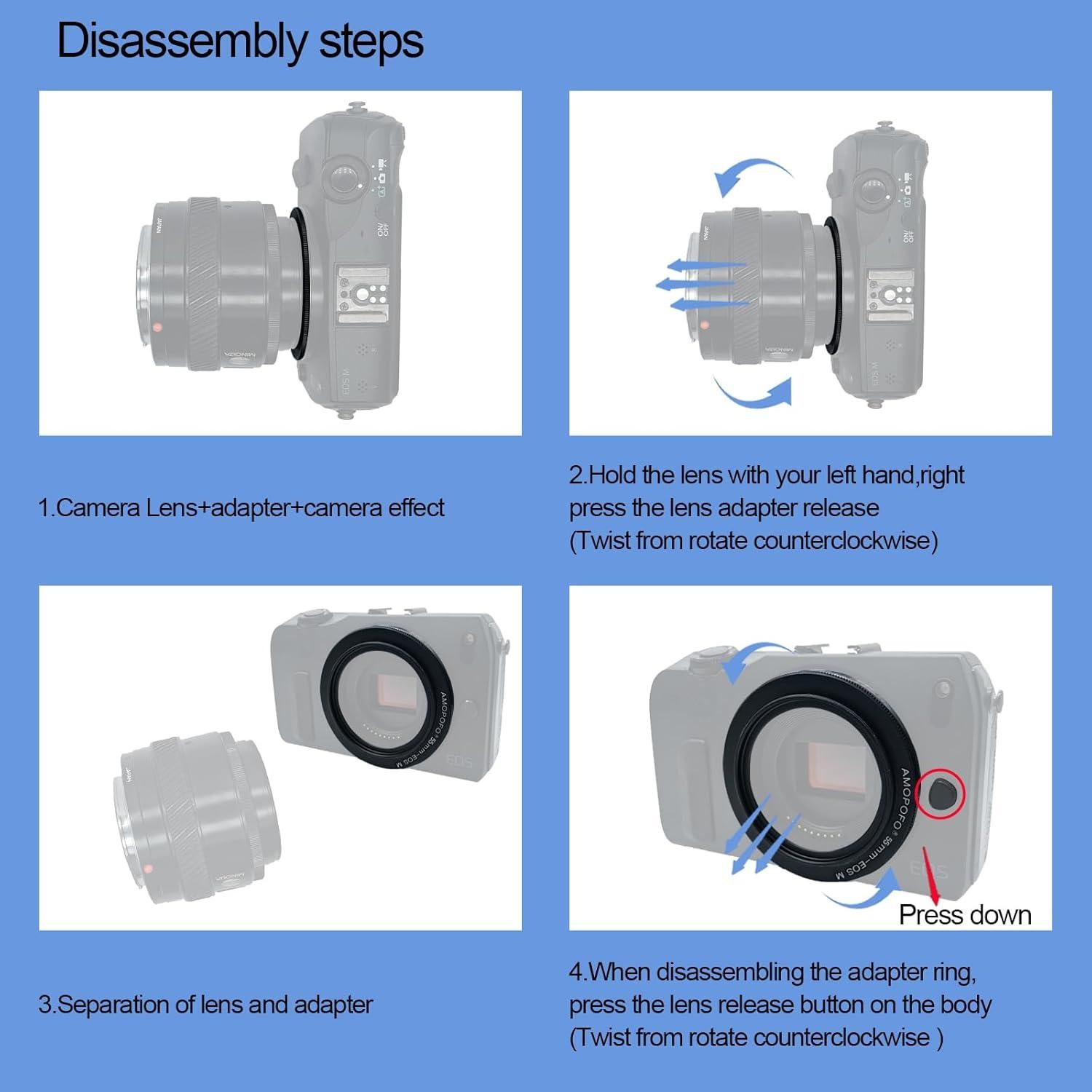 Anillo Inverso de Lente Macro SHEYOU 55mm para Cámaras EF-M