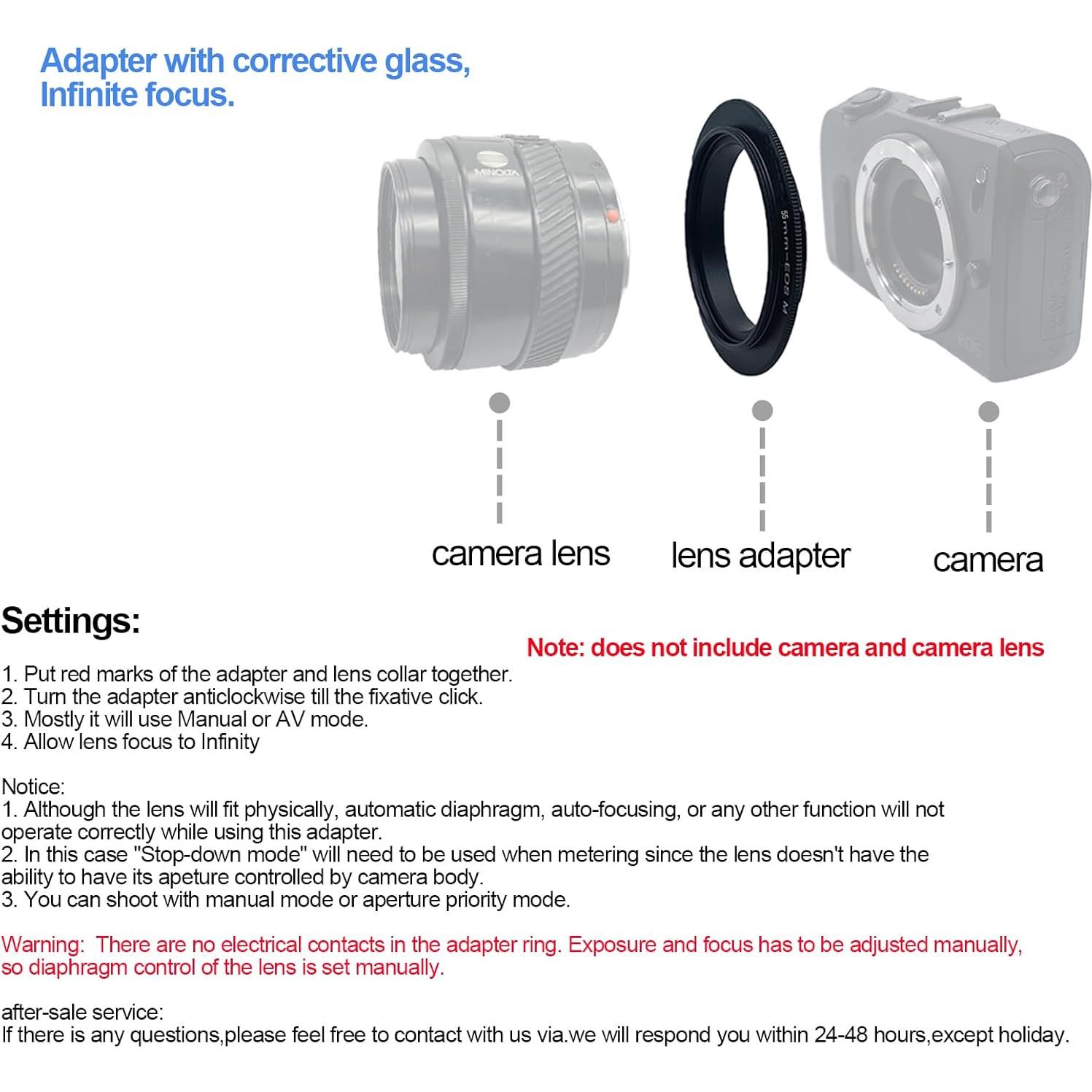 Anillo Inverso de Lente Macro SHEYOU 55mm para Cámaras EF-M