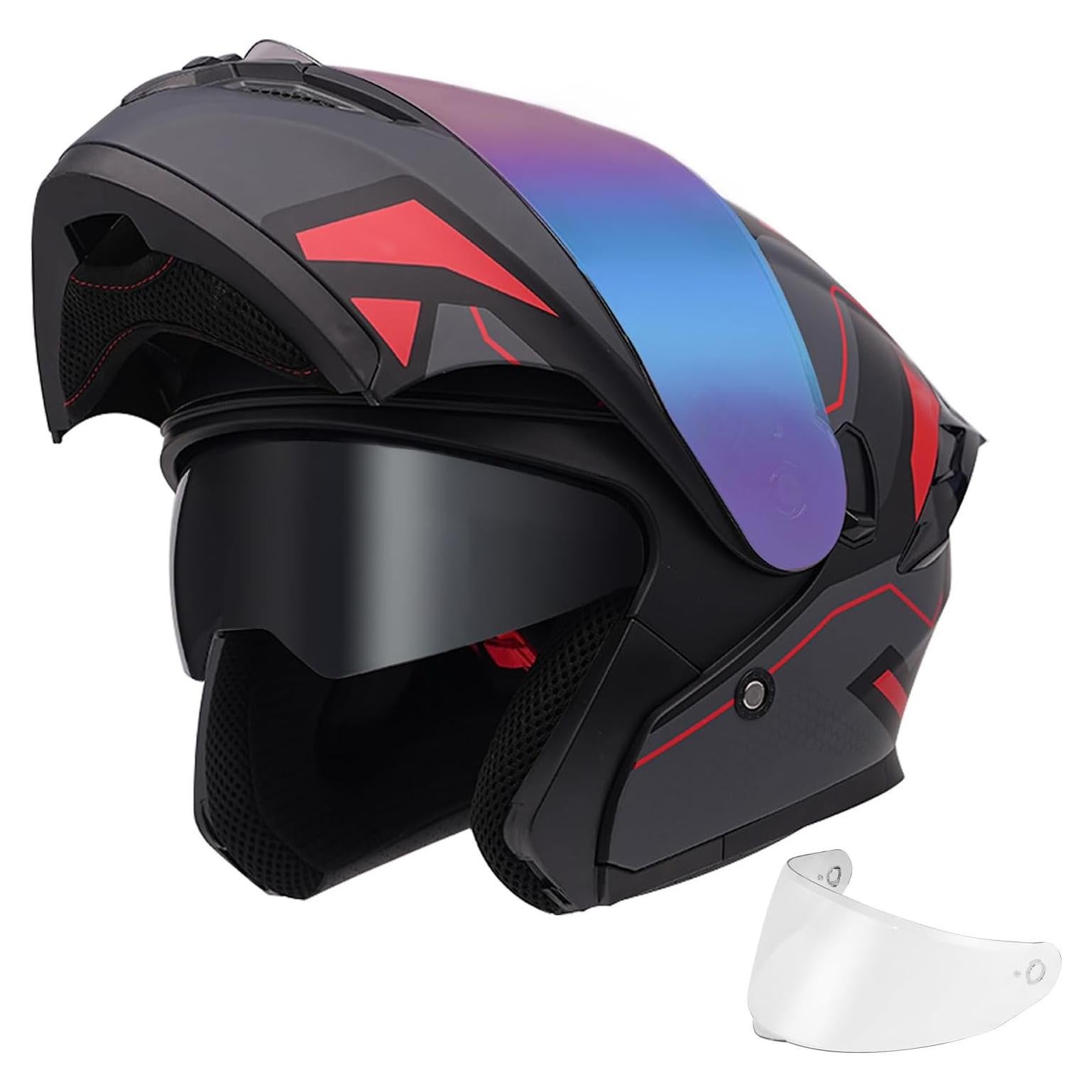 Casco Modular JQF Gear FF808 Doble Visor XL Rojo Mecánico