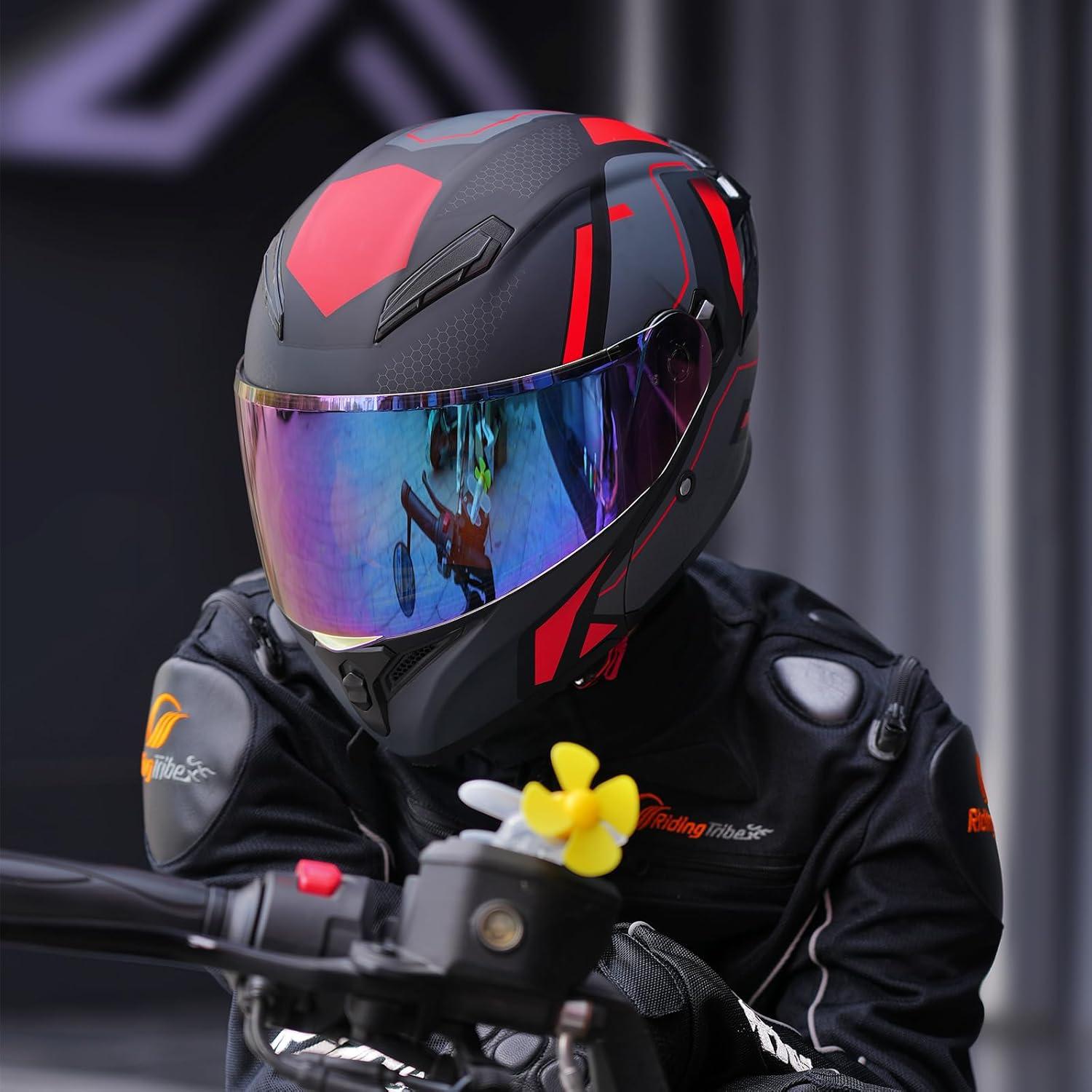 Casco Modular JQF Gear FF808 Doble Visor XL Rojo Mecánico