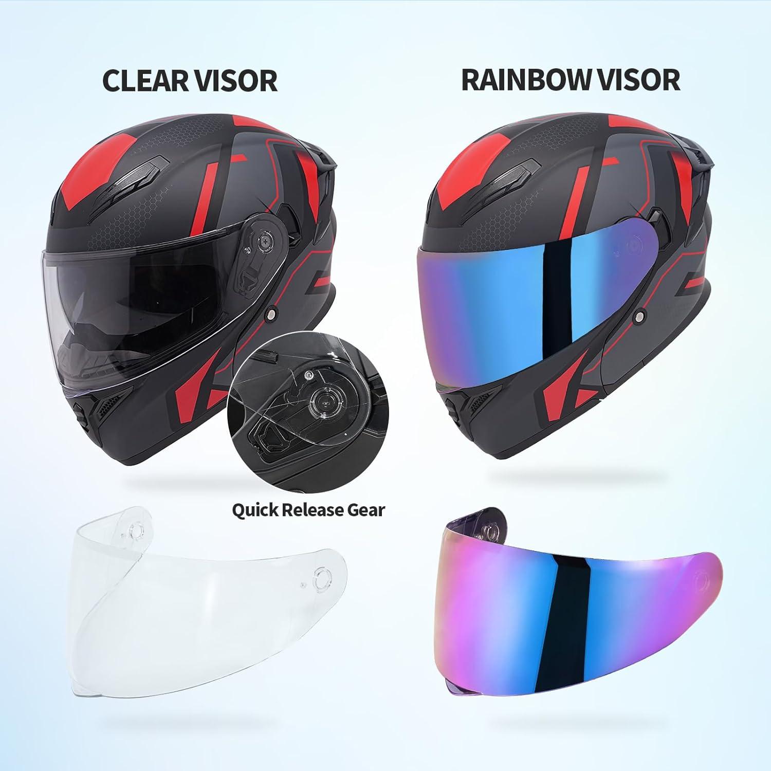 Casco Modular JQF Gear FF808 Doble Visor XL Rojo Mecánico