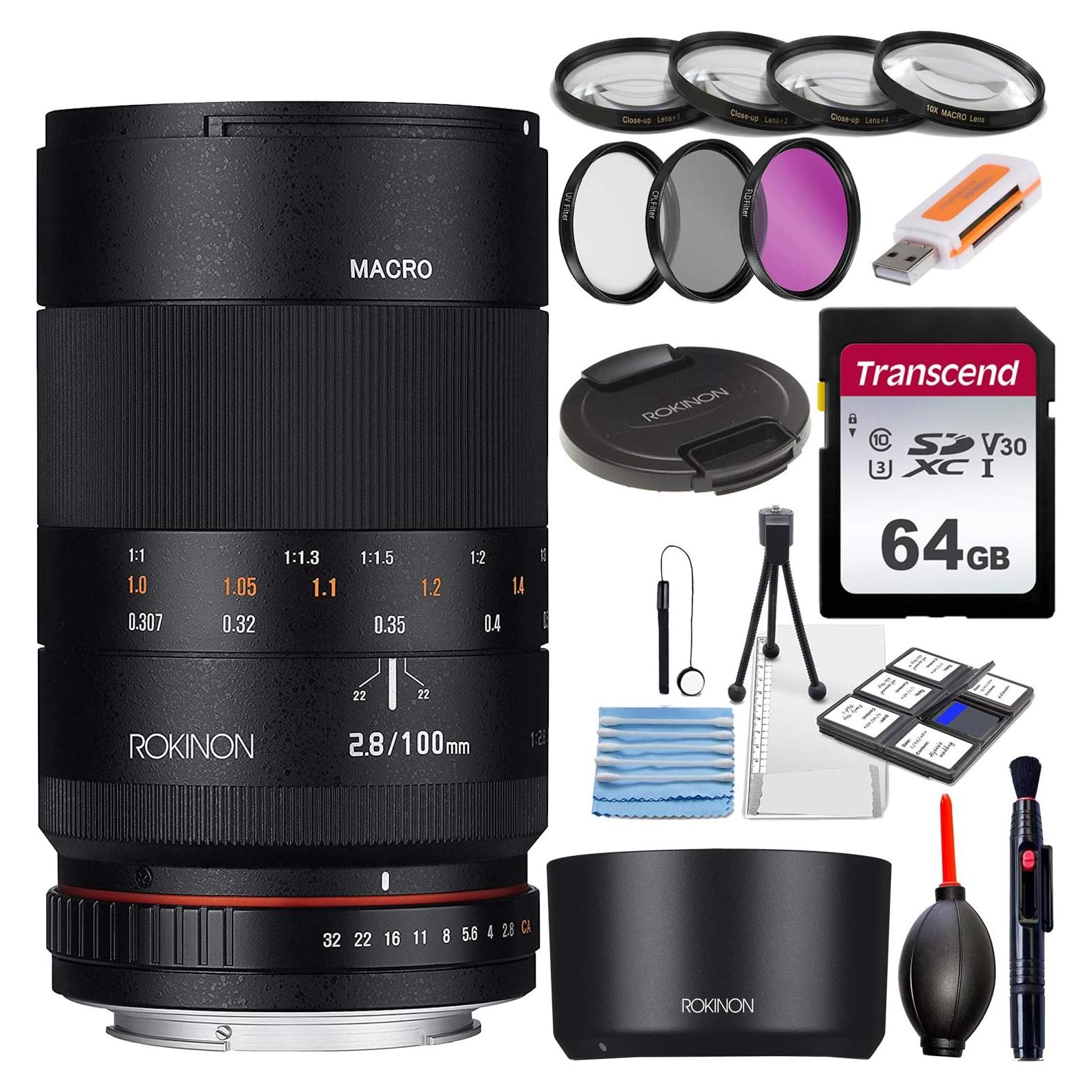 Lente Macro Rokinon 100mm f/2.8 para Fujifilm X - Kit Accesorios