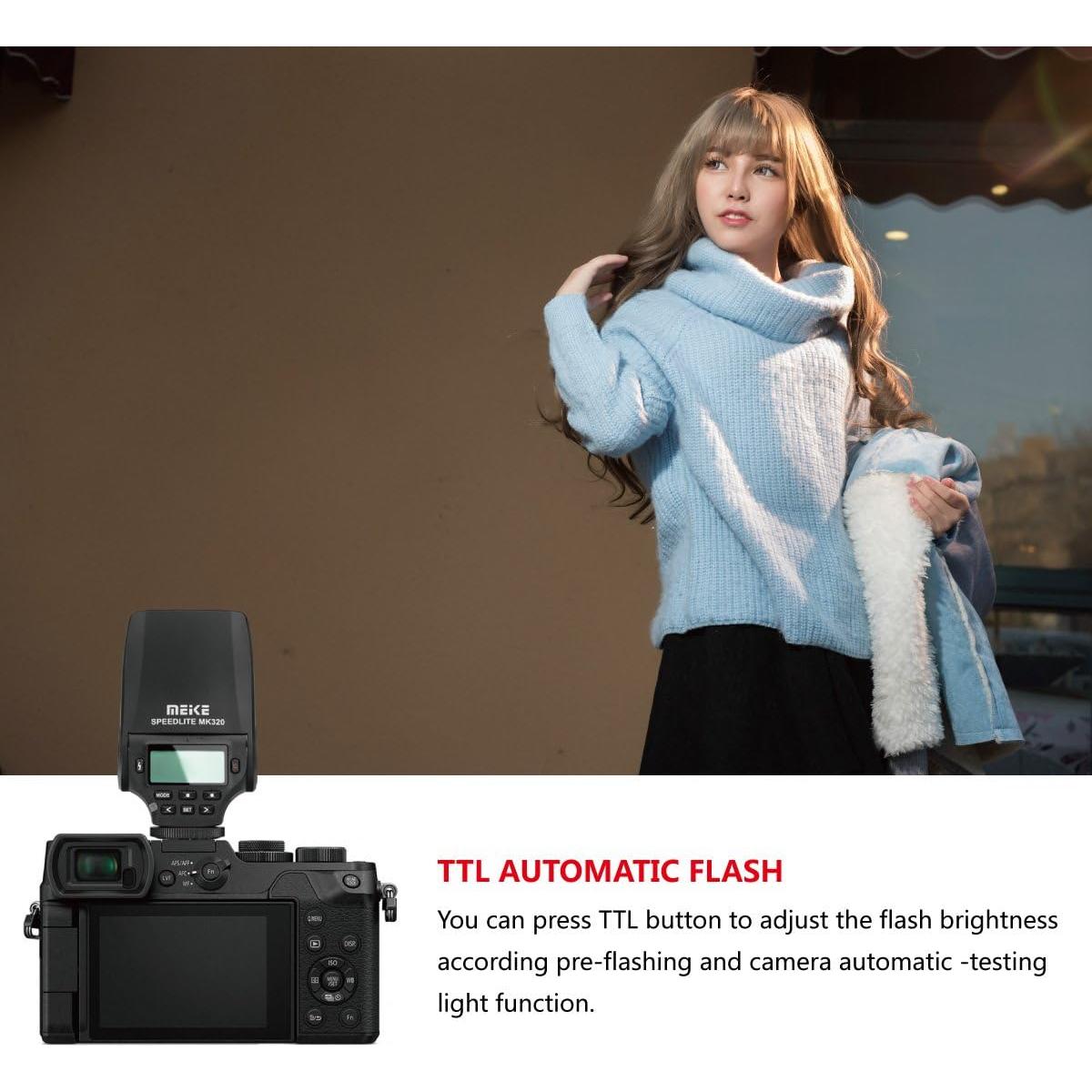 Flash Speedlite MEIKE MK-320P TTL GN32 para Olympus y Panasonic