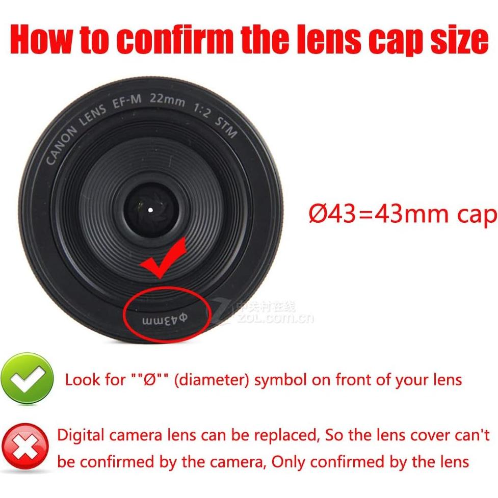 Paquete de 2 tapas de lente de 43mm compatibles Canon y Fujifilm