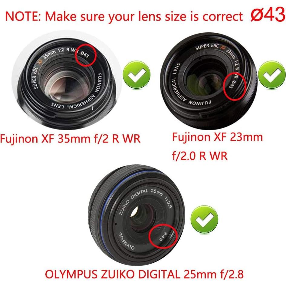Paquete de 2 tapas de lente de 43mm compatibles Canon y Fujifilm