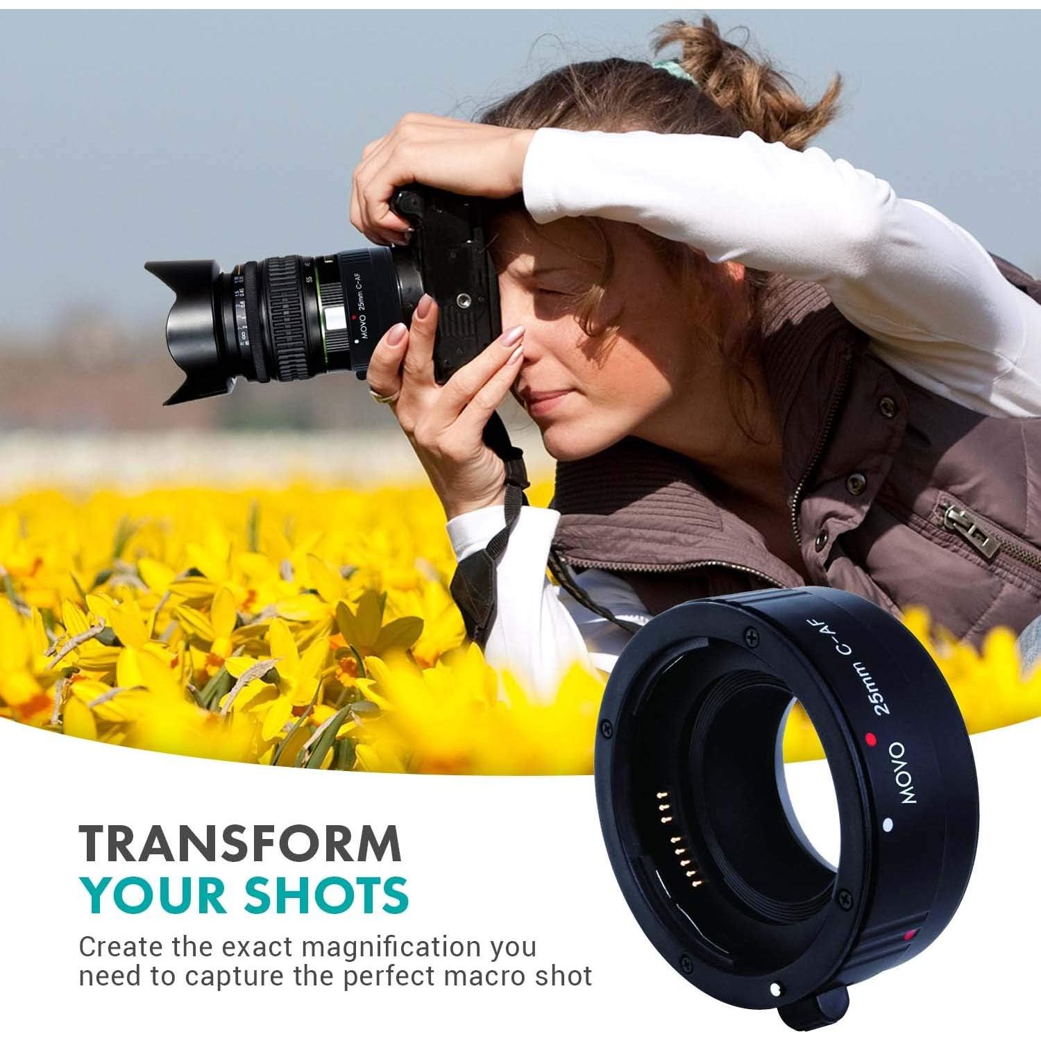 Tubo de Extensión Macro 25mm Movo para Cámaras DSLR Canon