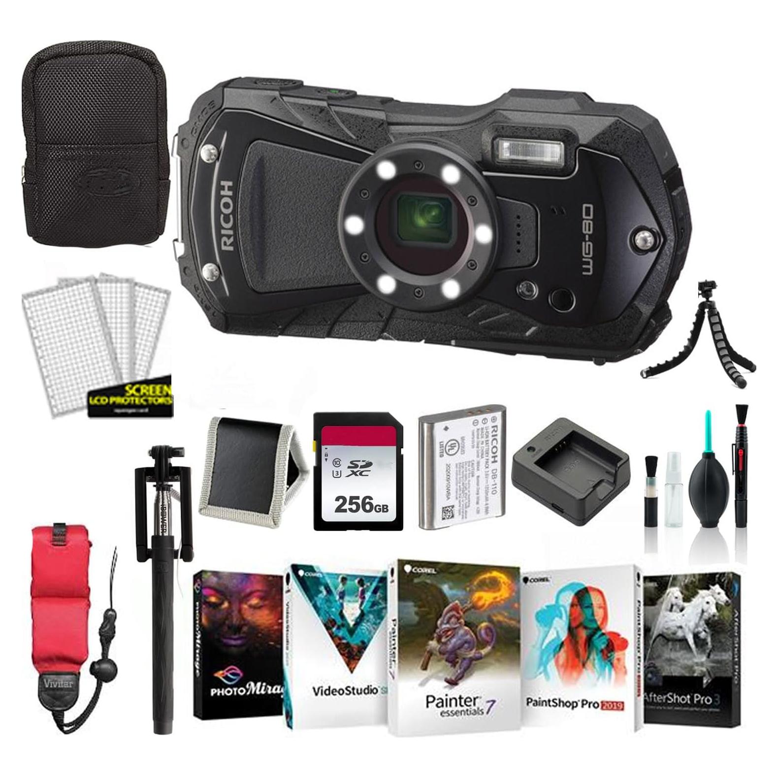Cámara Digital Impermeable Ricoh WG-80 16MP, Accesorios Incluidos