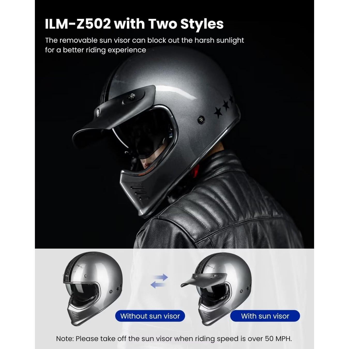 Casco Integral ILM Z502 Gris Héroe para Motocicleta S