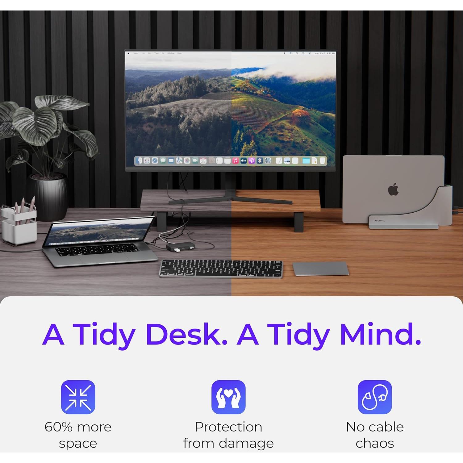 Dock Ascrono para MacBook Air 13" - Conexión Dual Thunderbolt