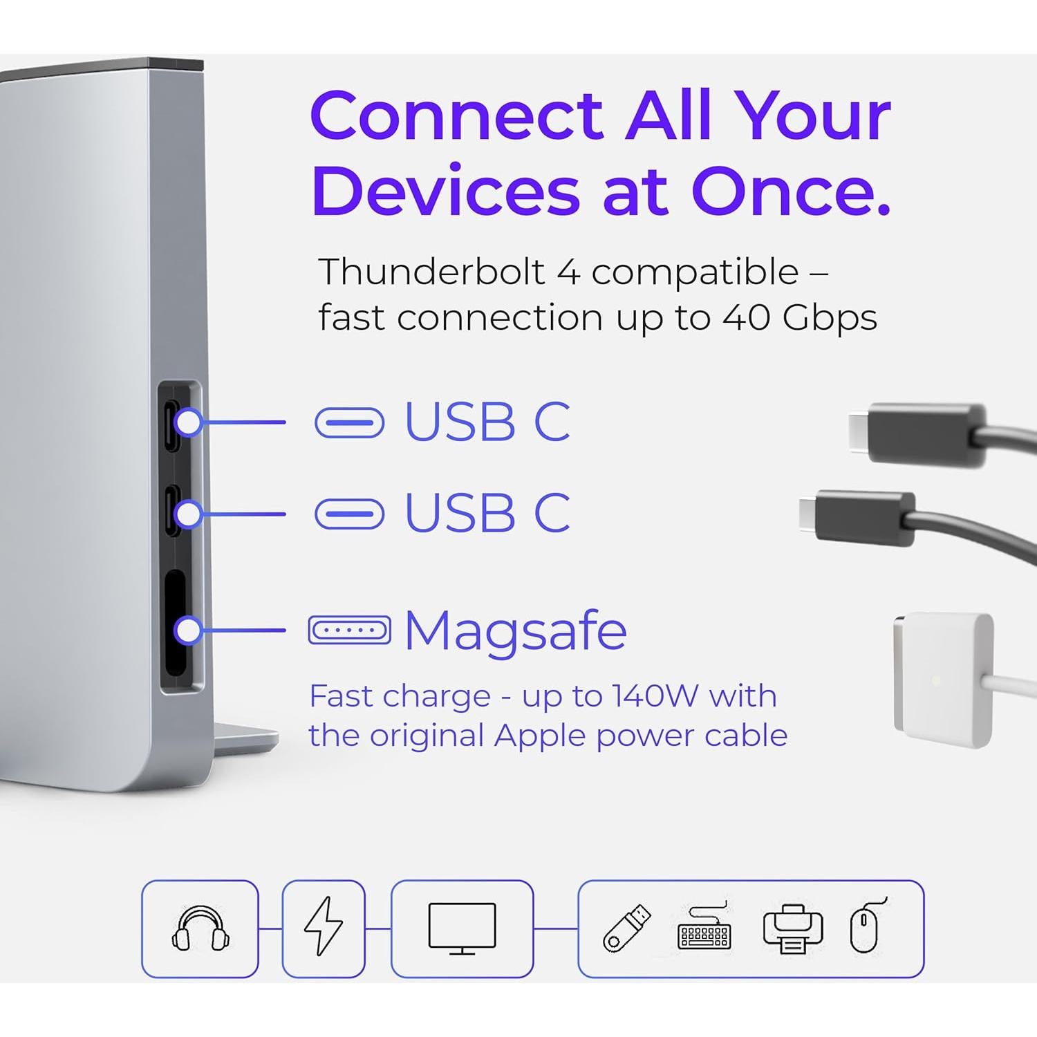 Dock Ascrono para MacBook Air 13" - Conexión Dual Thunderbolt