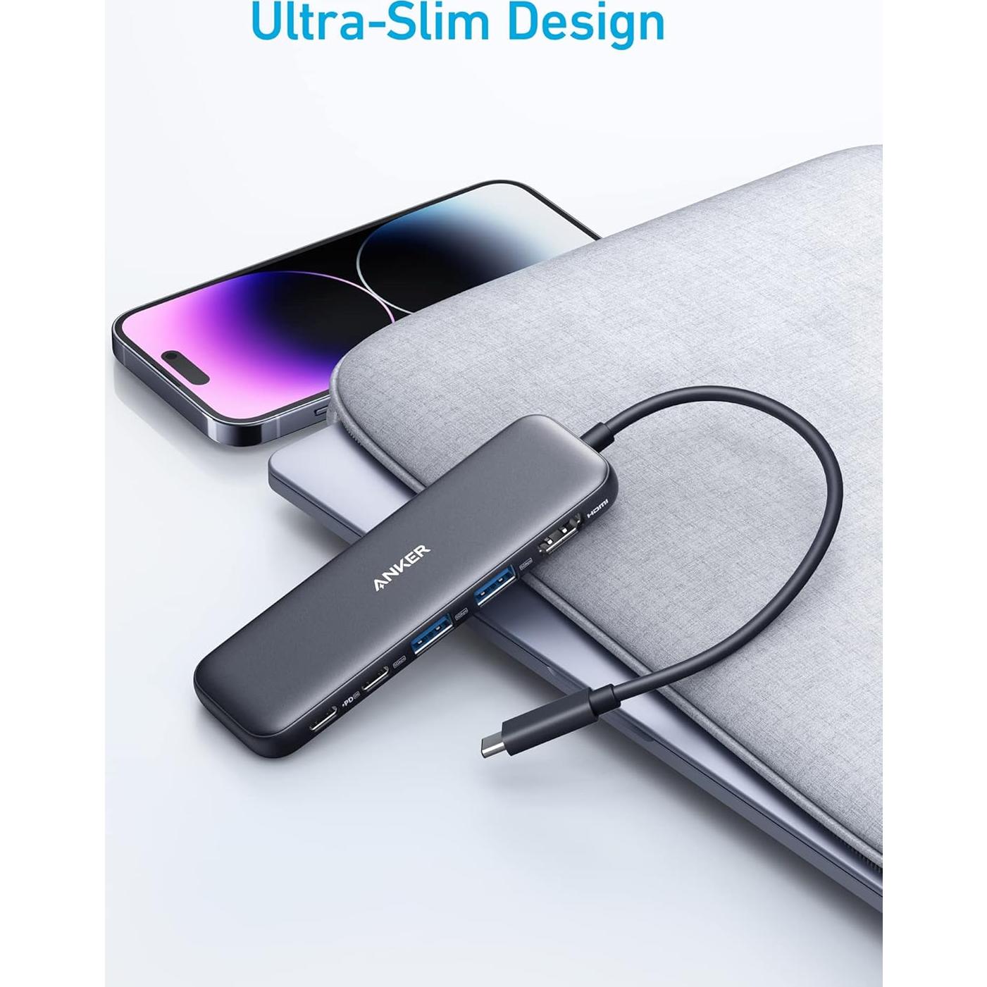 Hub USB-C Anker 5-en-1 HDMI 4K y 3 puertos USB-A