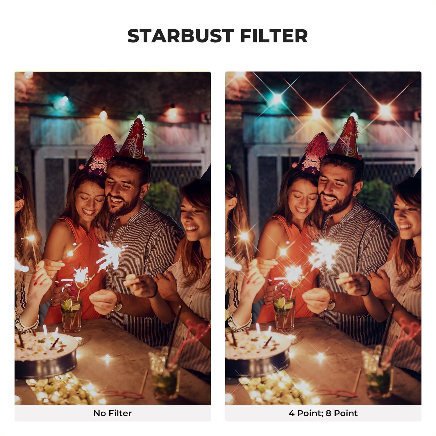 Filtro de Estrella Variable K&F Concept 58mm - Vidrio Óptico 18 Capas