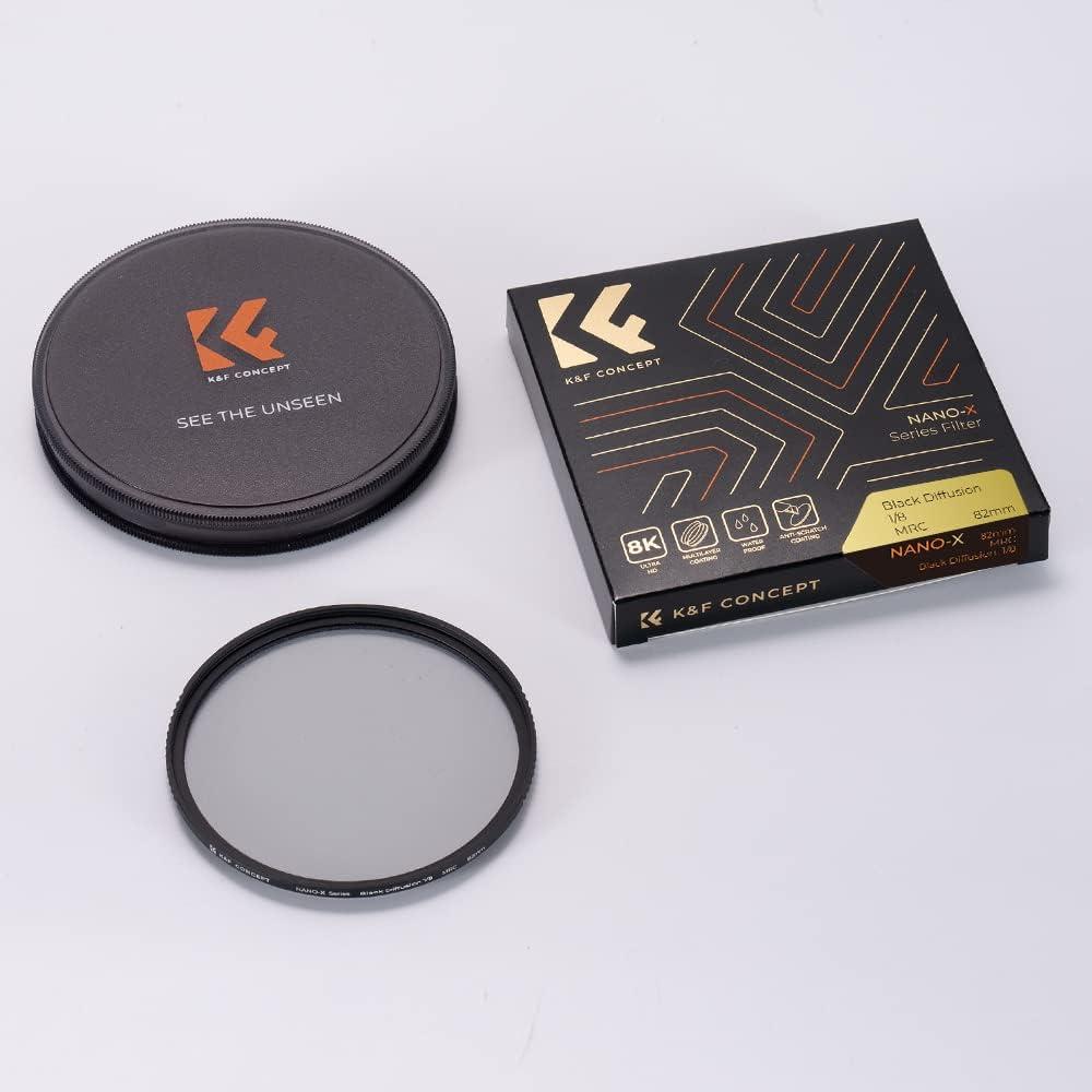 K&F CONCEPT 40.5mm Black Diffusion 1/8 Filter Mist Cinematic Effect Lens Filter with 28 Multi-Layer Coatings Waterproof/Scratch Resistant for Video/Vlog/Portrait Photography (Nano-X Series)