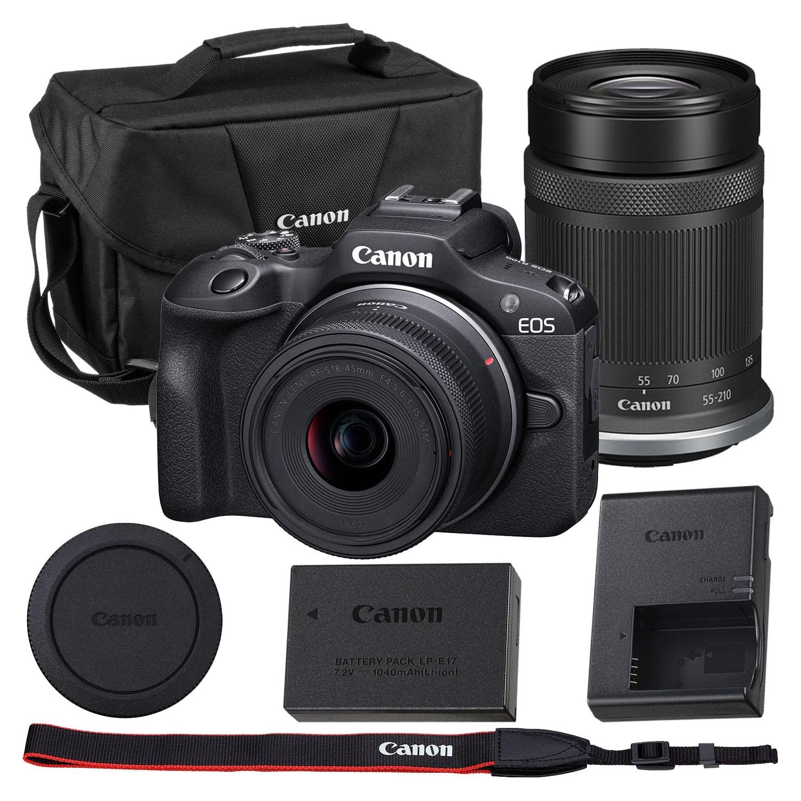 Cámara sin espejo Canon EOS R100 Kit con 2 lentes y bolsa