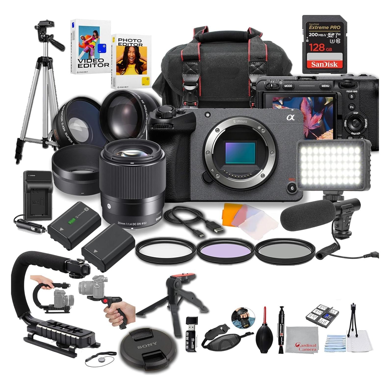 Cámara de Cine Digital Sony FX30 + Lente Sigma 30mm + Accesorios