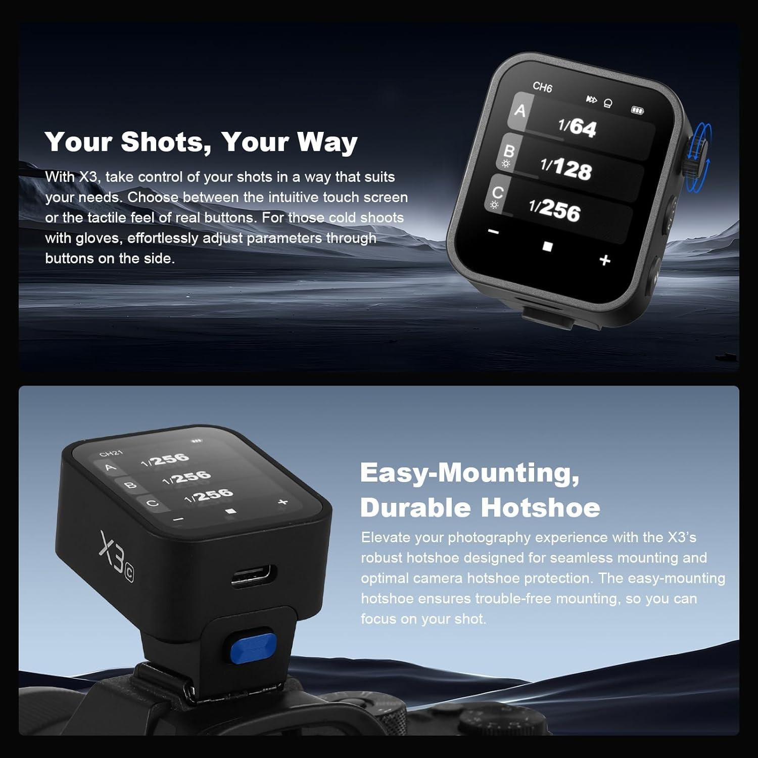 Disparador Inalámbrico TTL Godox X3-C para Cámara Canon