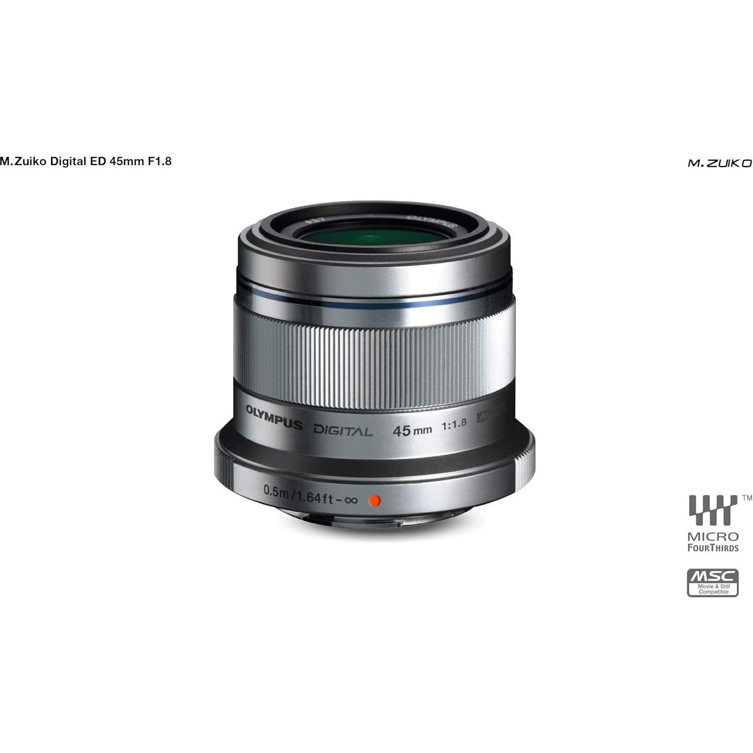 Lente Olympus M.Zuiko Digital ED 45mm f1.8 Plata Micro 4/3