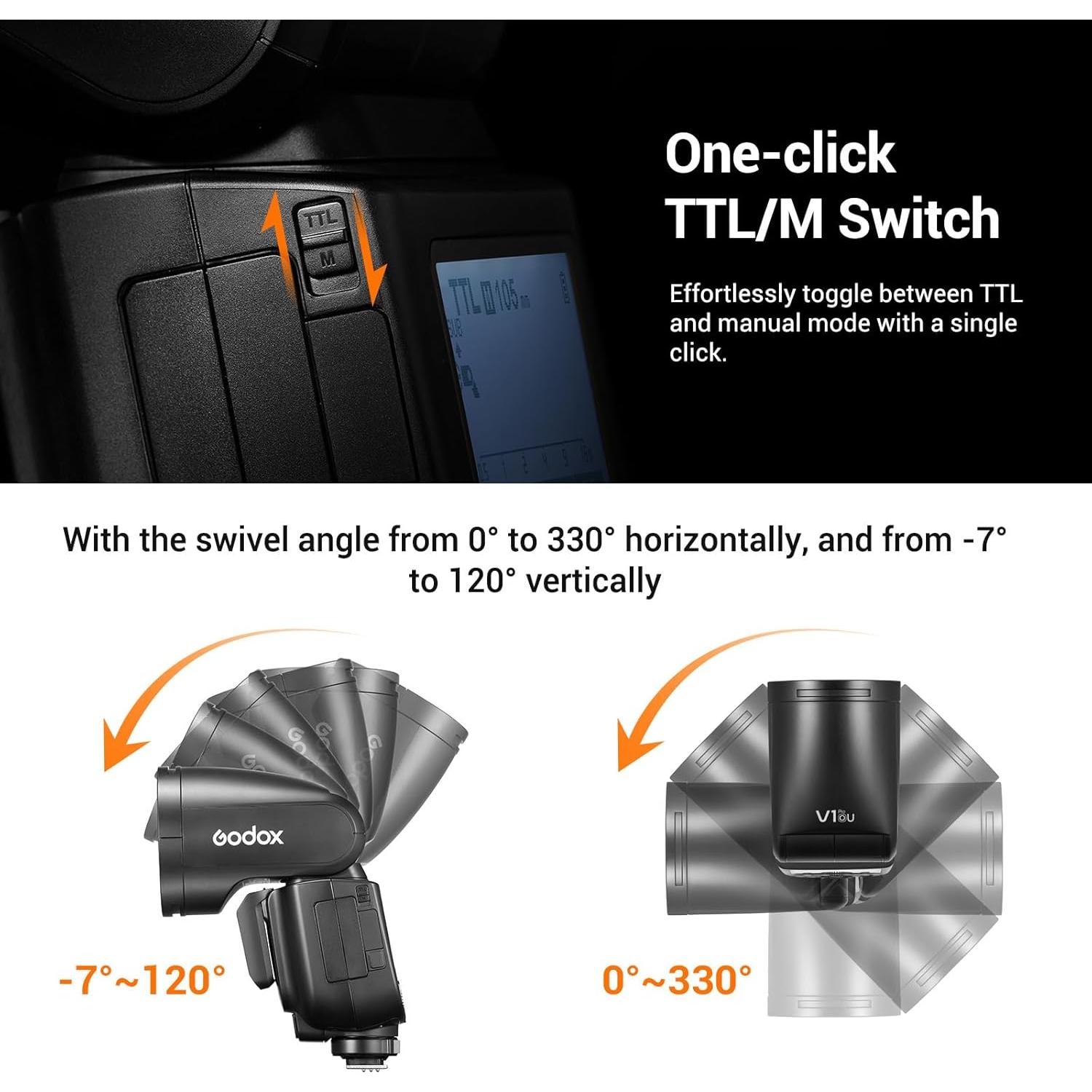 Flash Godox V1Pro OU para Olympus - Speedlite TTL 2.4G HSS