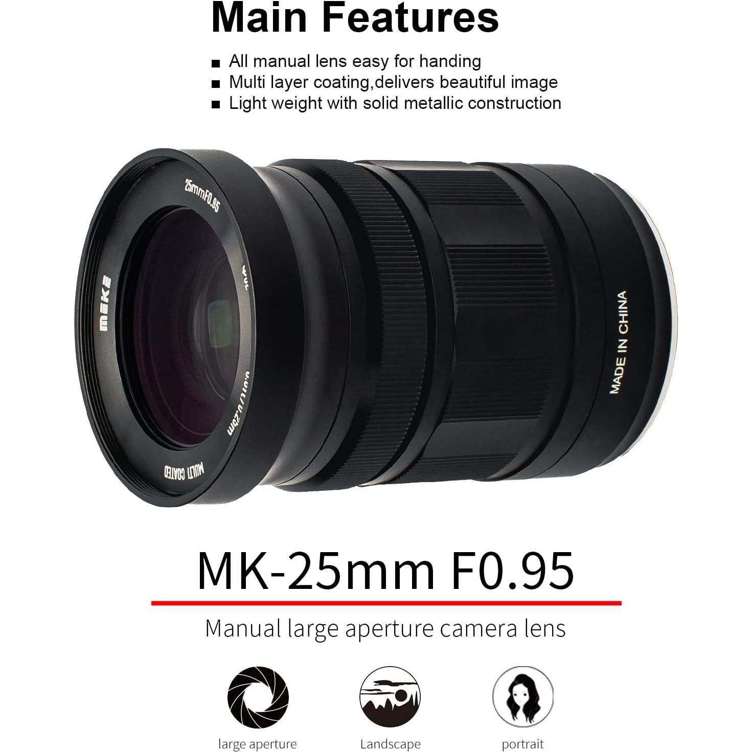 Lente Meike 25mm f0.95 Manual para Fujifilm X Mount