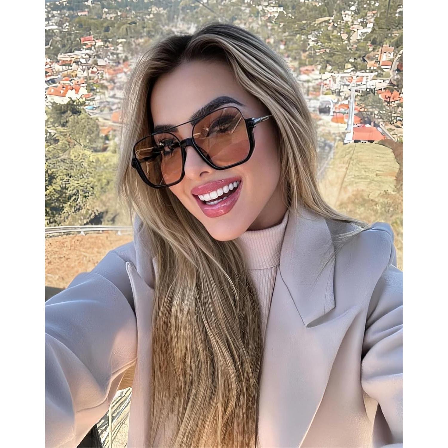 Gafas de sol retro GUVIVI piloto semi sin montura 47mm